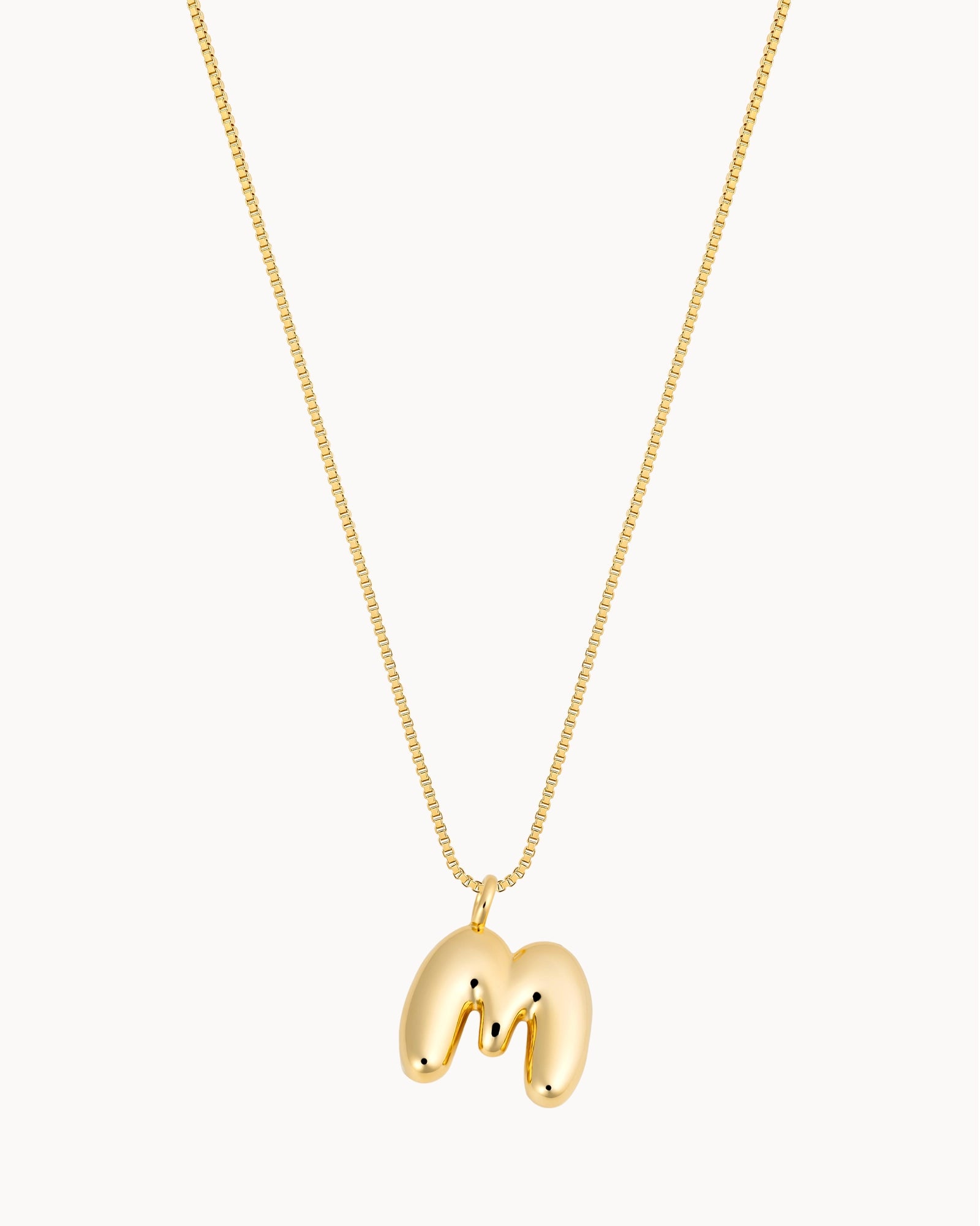 Bubble Initial 'M' Necklace in Gold