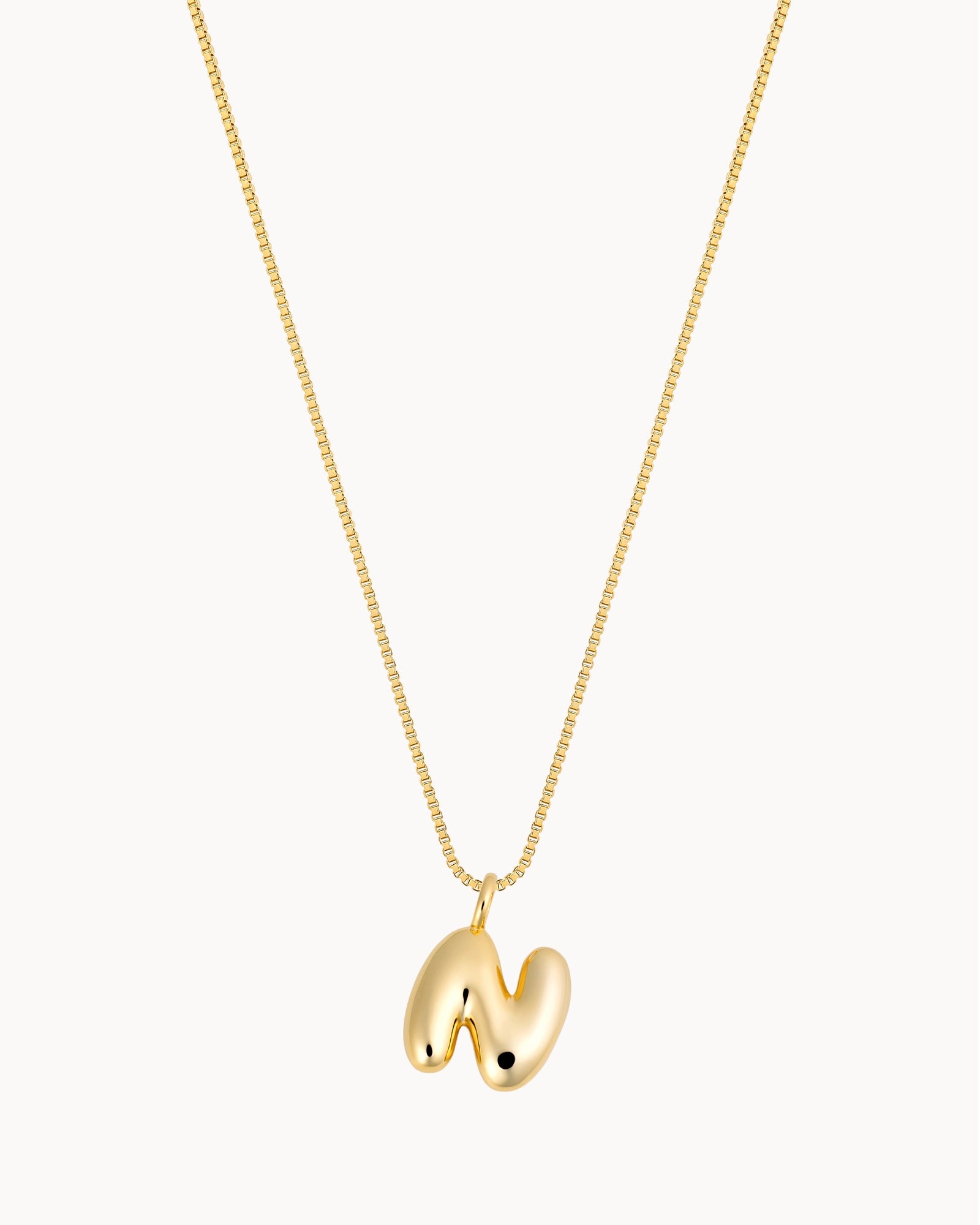 Bubble Initial 'N' Necklace in Gold