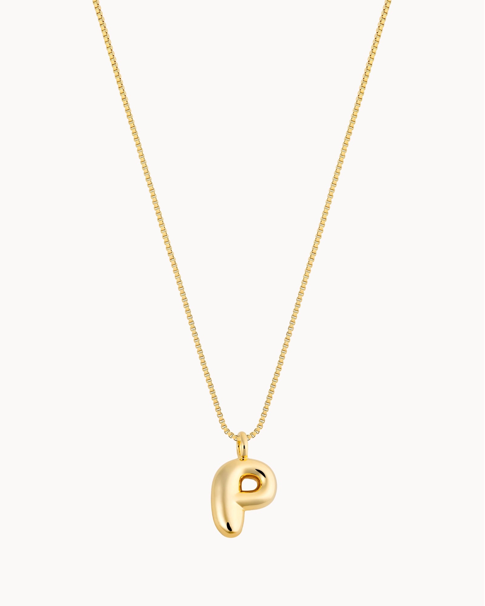 Bubble Initial 'P' Necklace in Gold