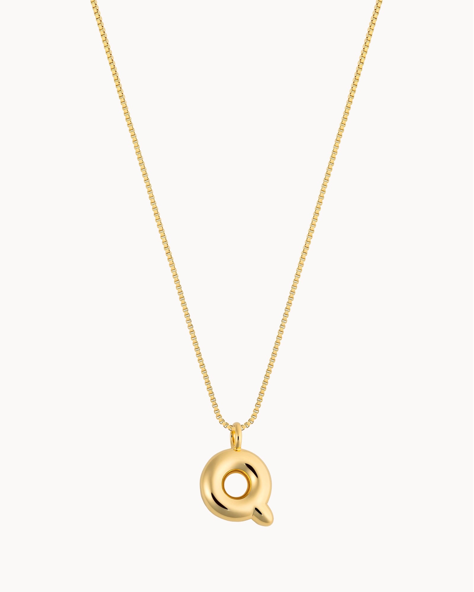 Bubble Initial 'Q' Necklace in Gold