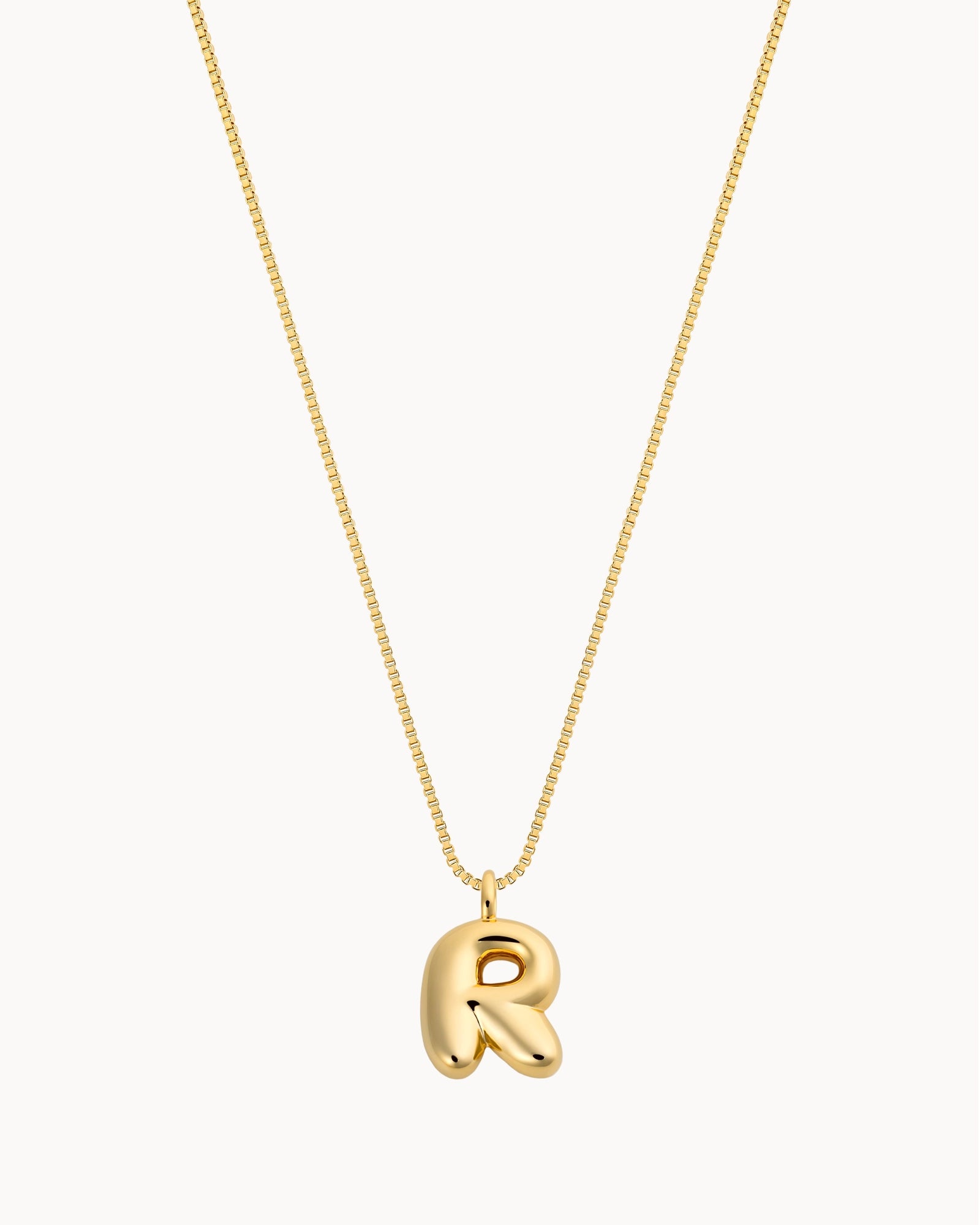 Bubble Initial 'R' Necklace in Gold