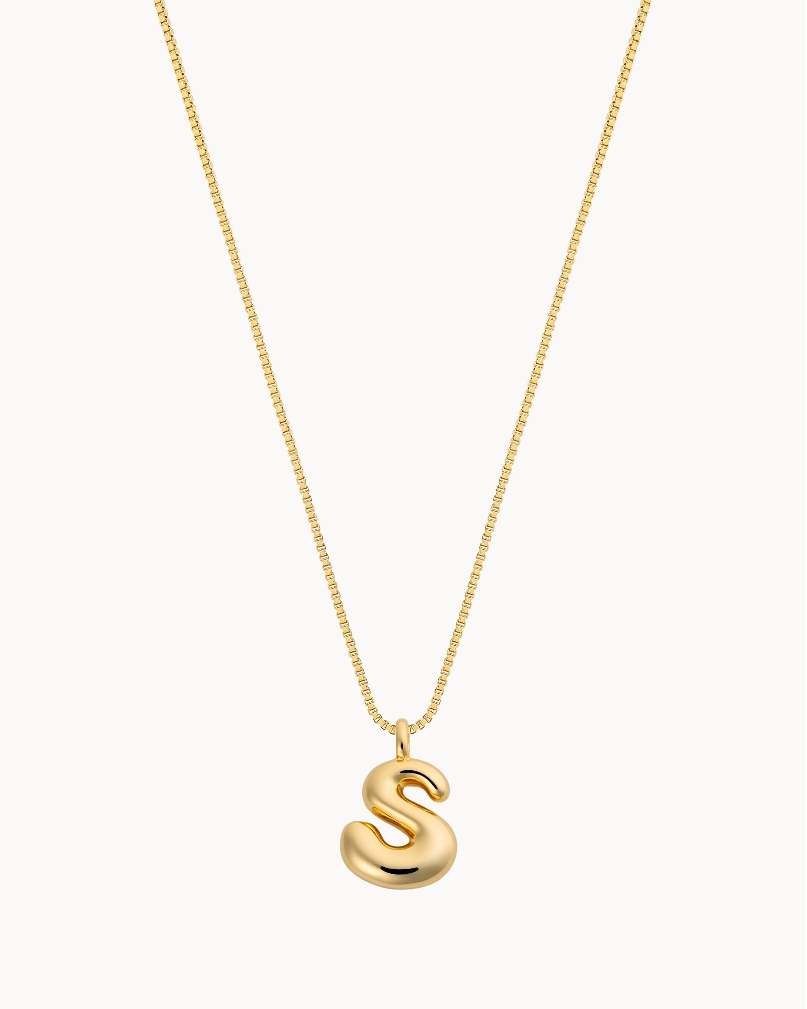 Bubble Initial 'S' Necklace in Gold
