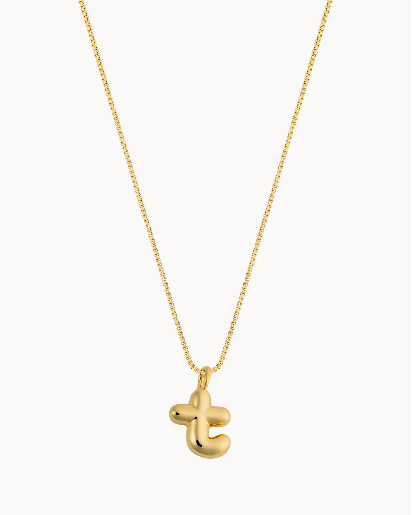 Bubble Initial 'T' Necklace in Gold