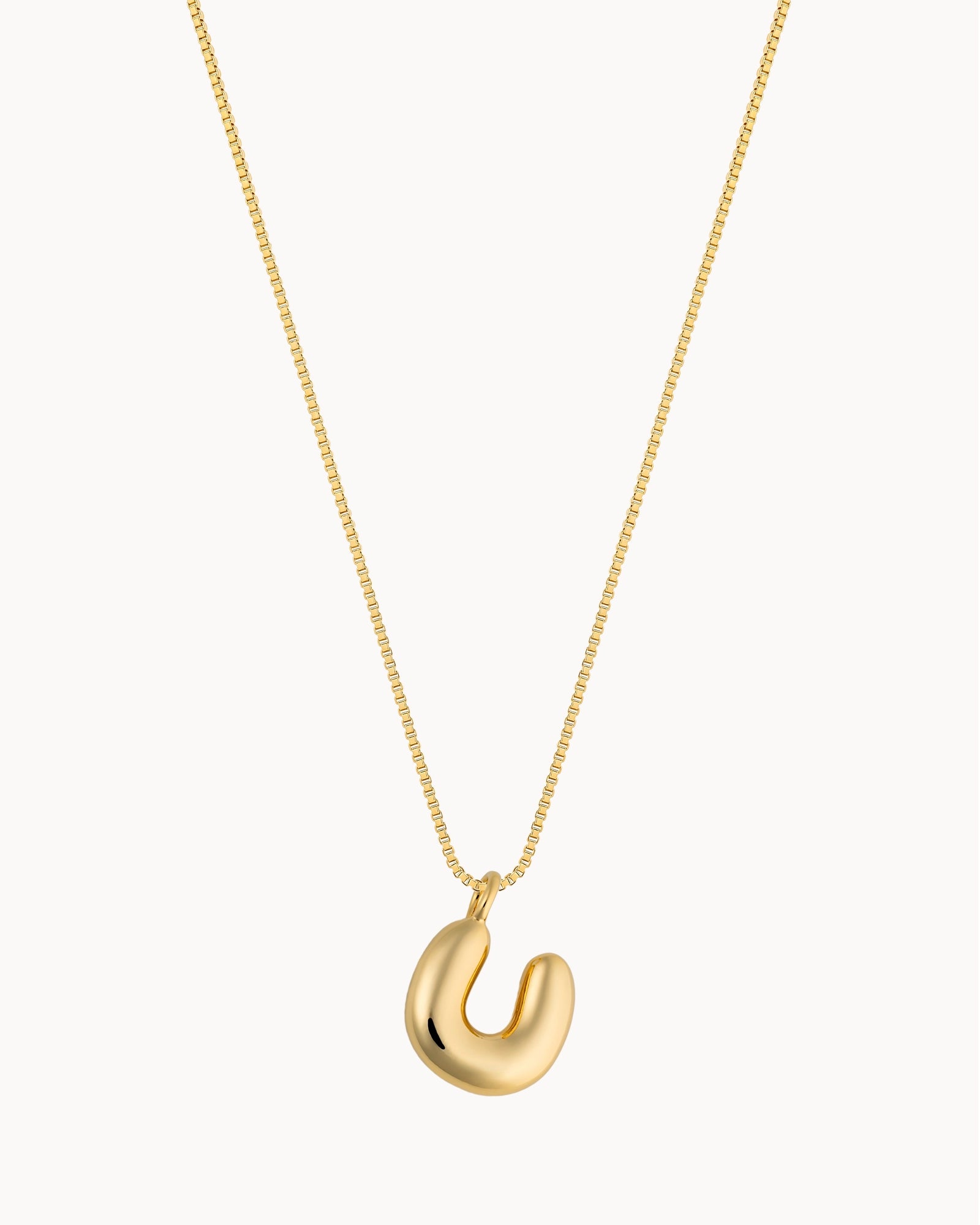 Bubble Initial 'U' Necklace in Gold