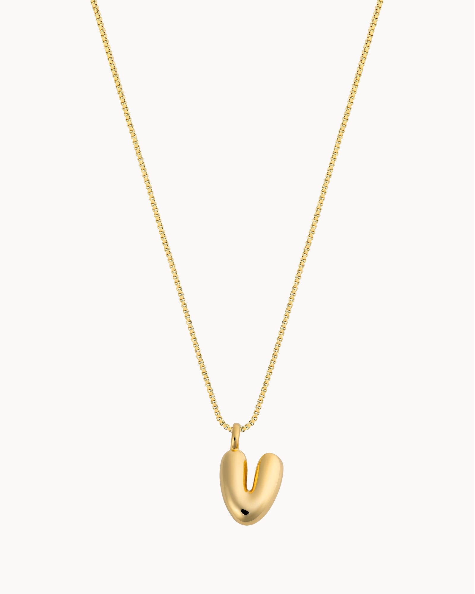 Bubble Initial 'V' Necklace in Gold