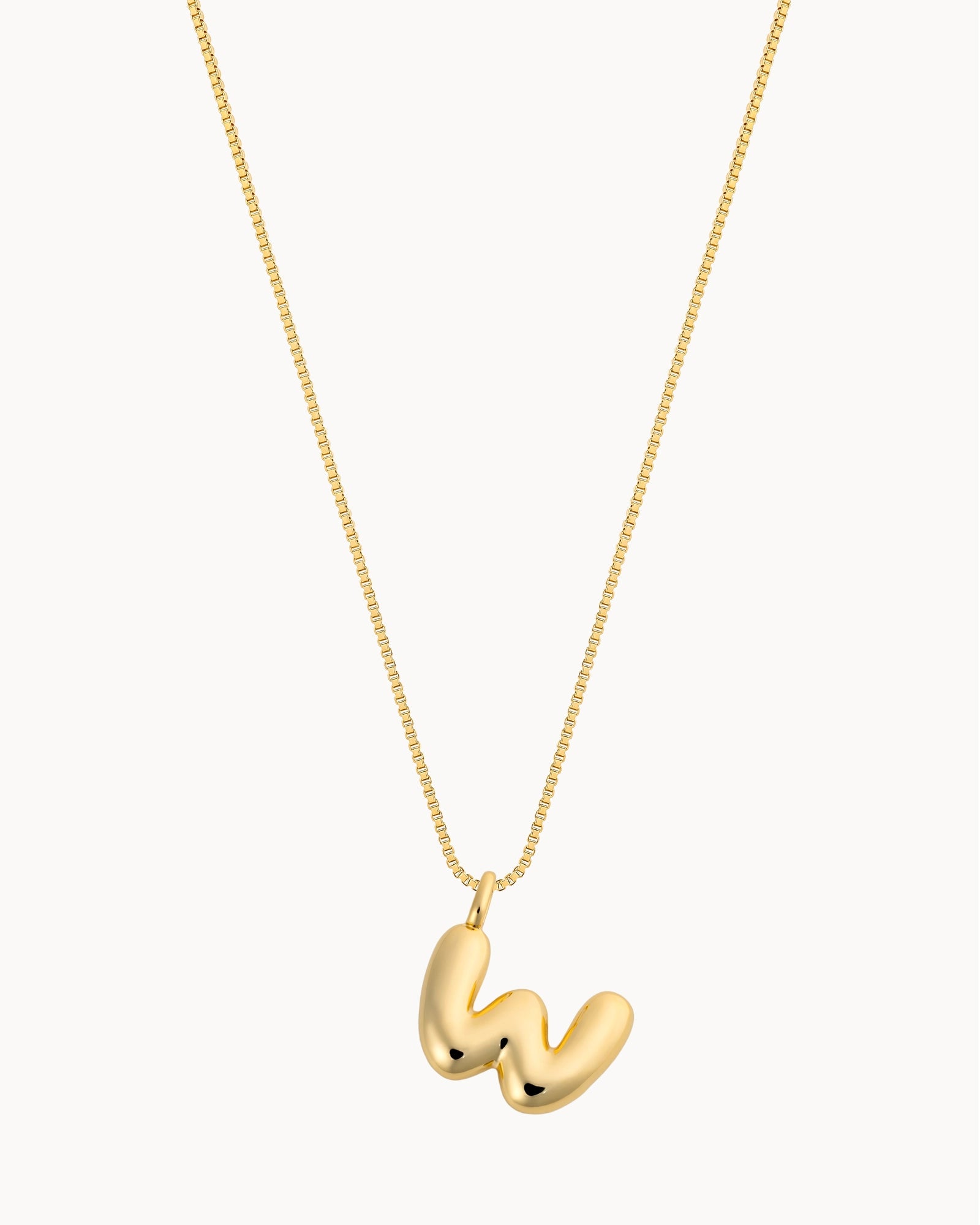 Bubble Initial 'W' Necklace in Gold
