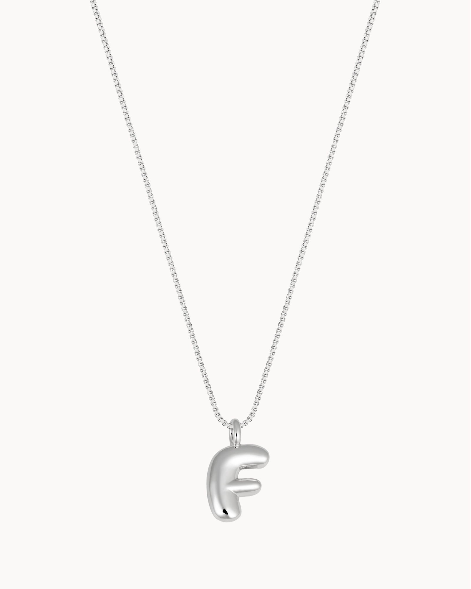 Bubble Initial 'F' Necklace in Silver