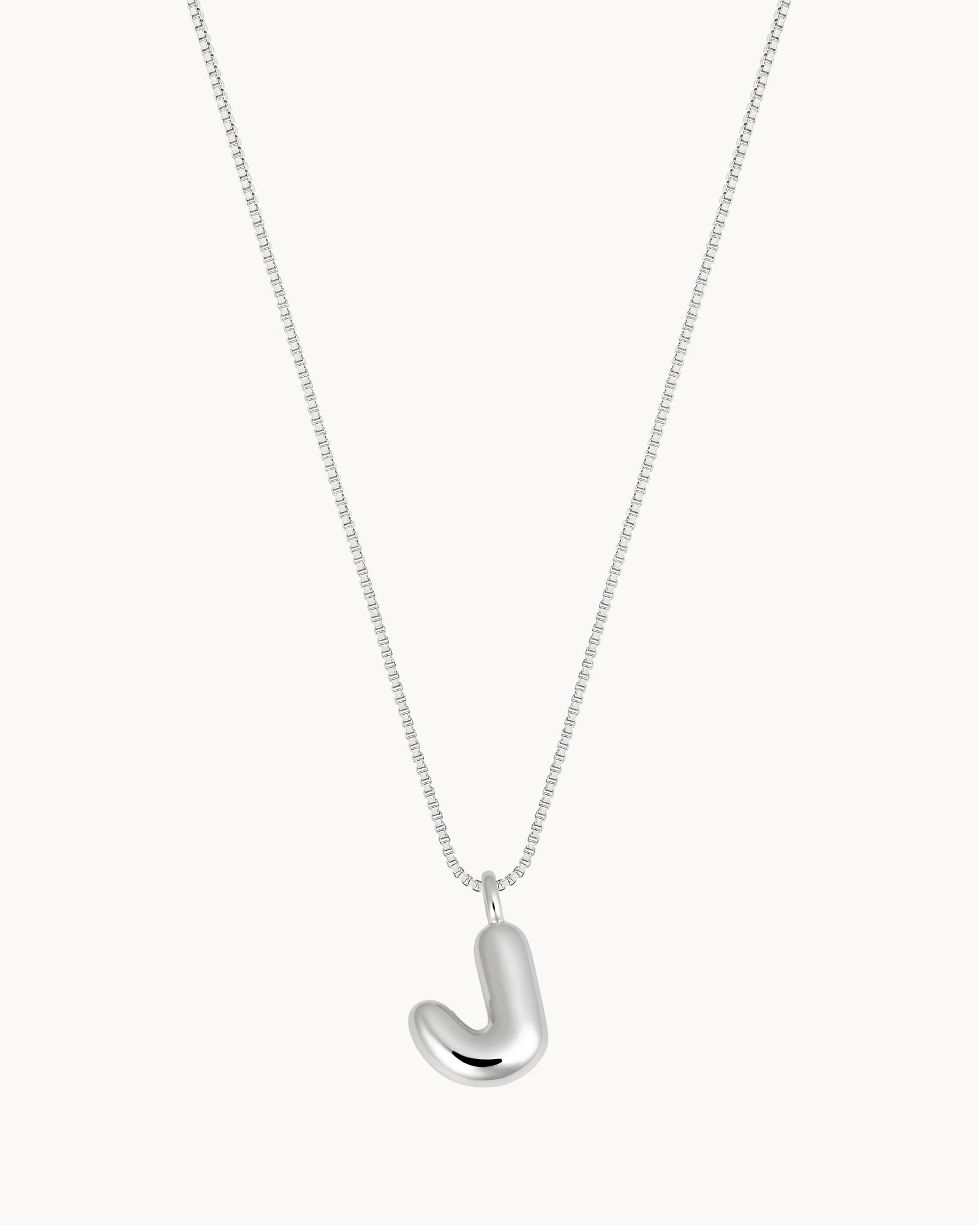 Bubble Initial 'J' Necklace in Silver