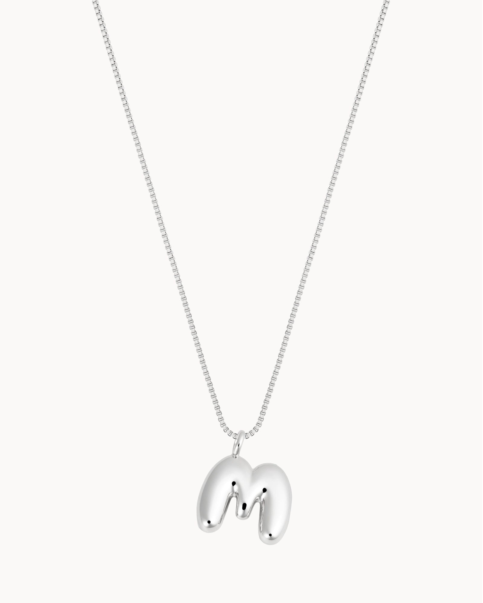 Bubble Initial 'M' Necklace in Silver