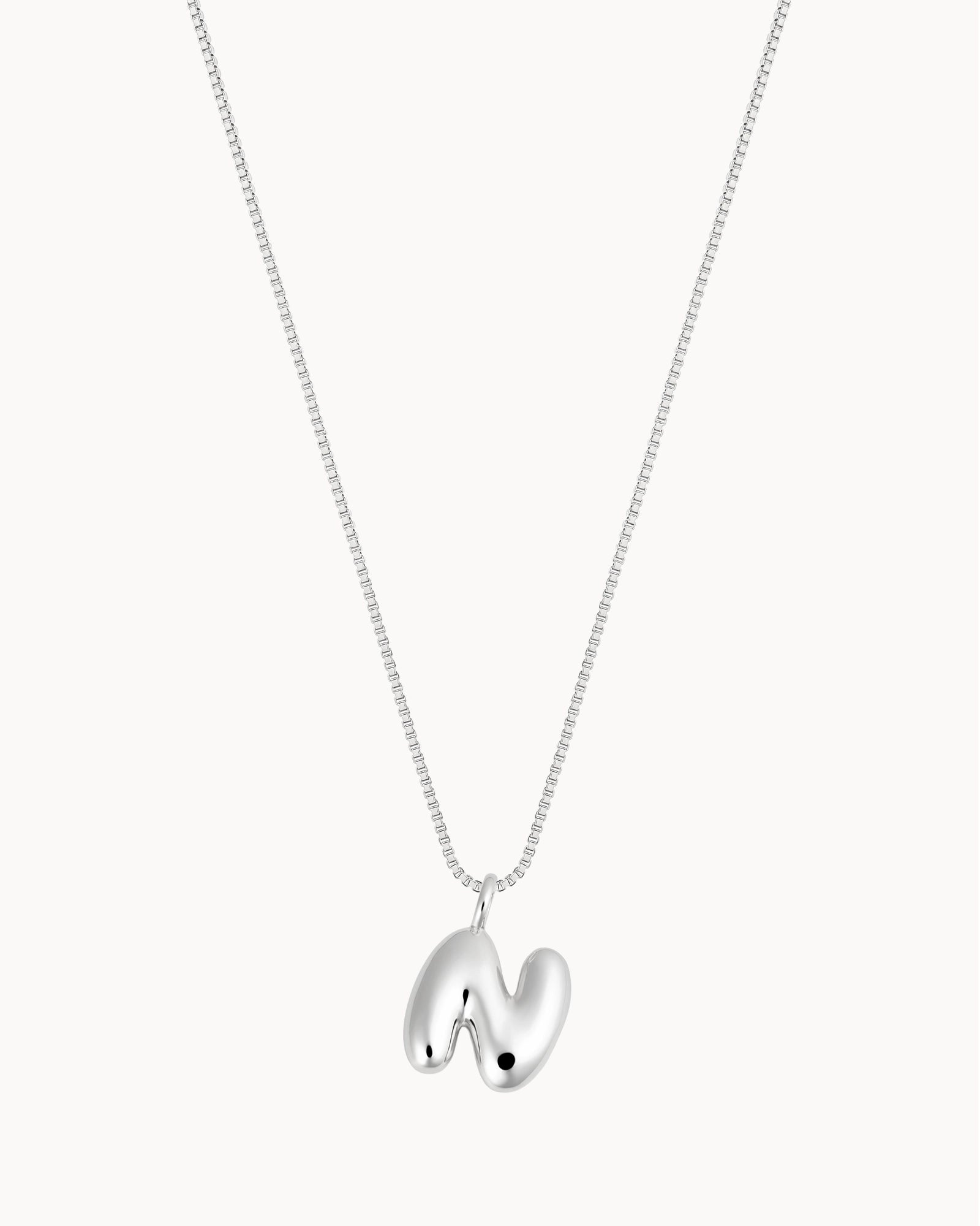 Bubble Initial 'N' Necklace in Silver