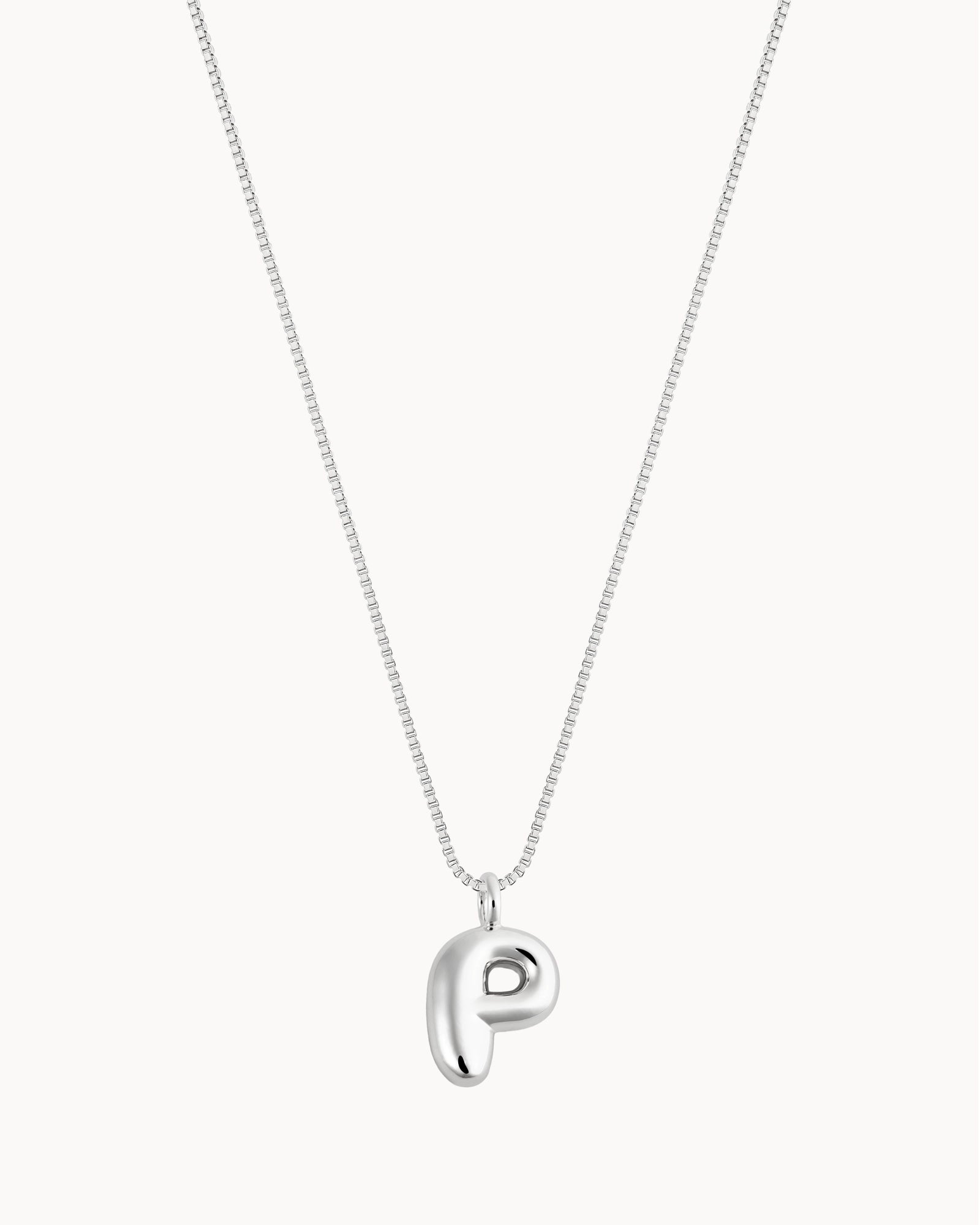 Bubble Initial 'P' Necklace in Silver