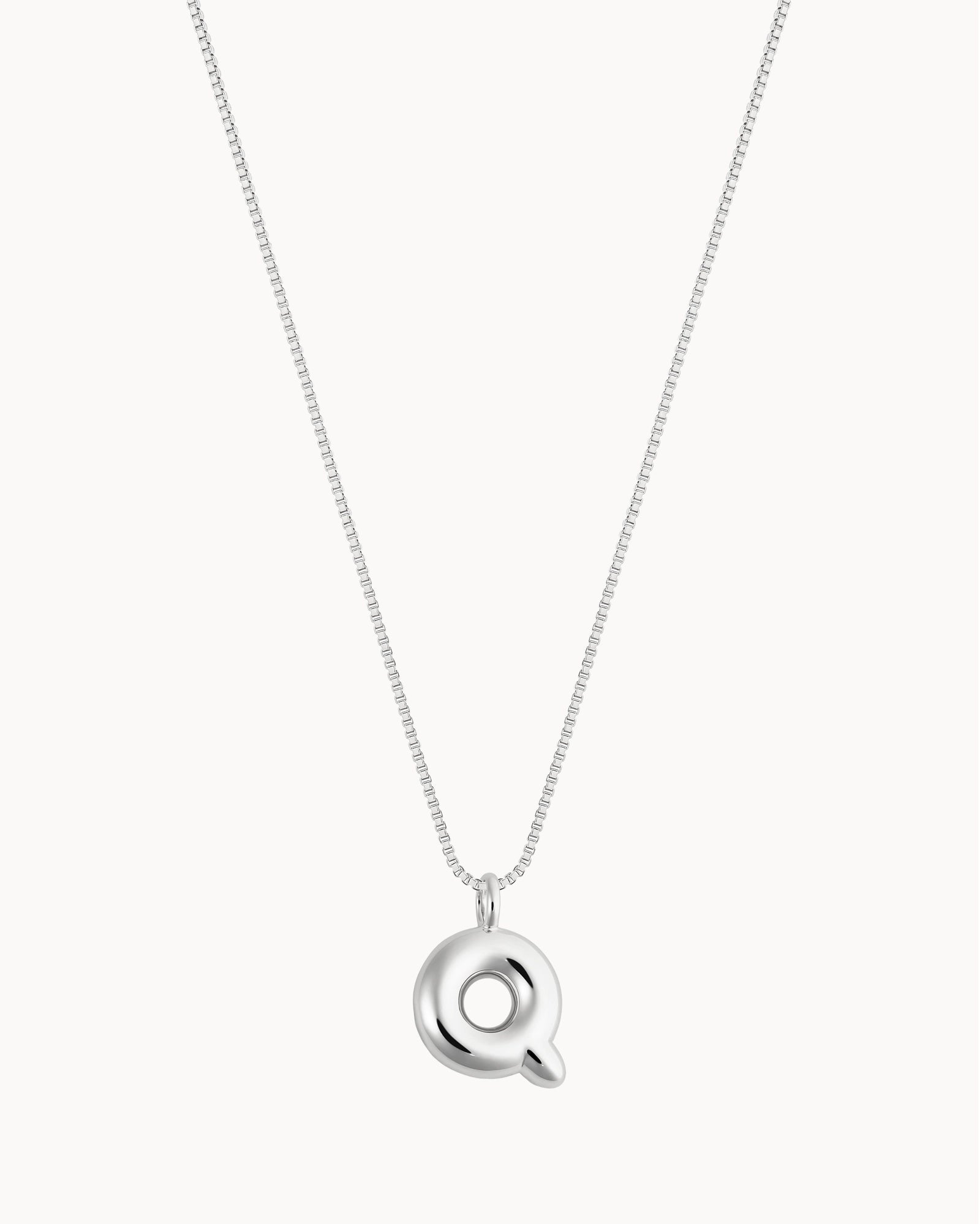 Bubble Initial 'Q' Necklace in Silver