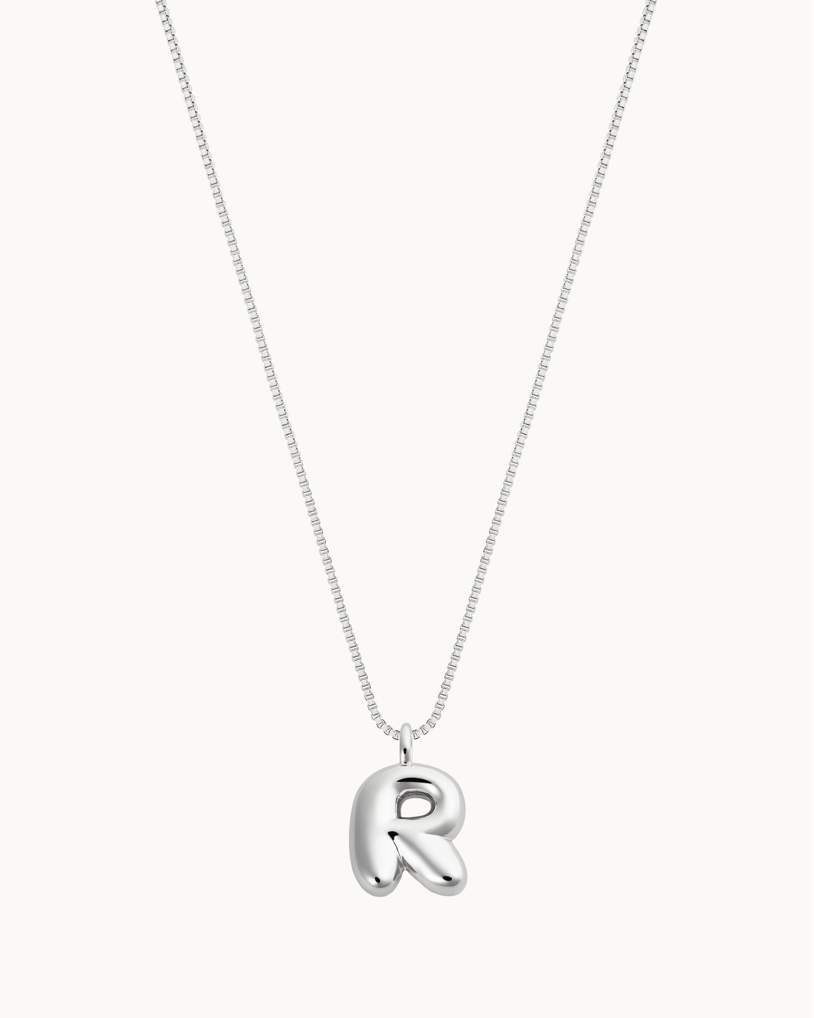 Bubble Initial 'R' Necklace in Silver