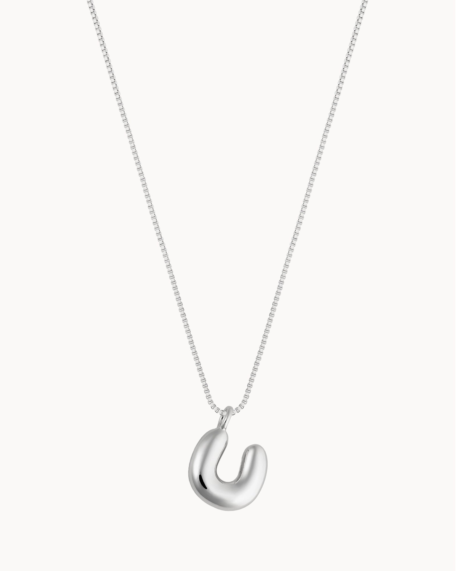 Bubble Initial 'U' Necklace in Silver