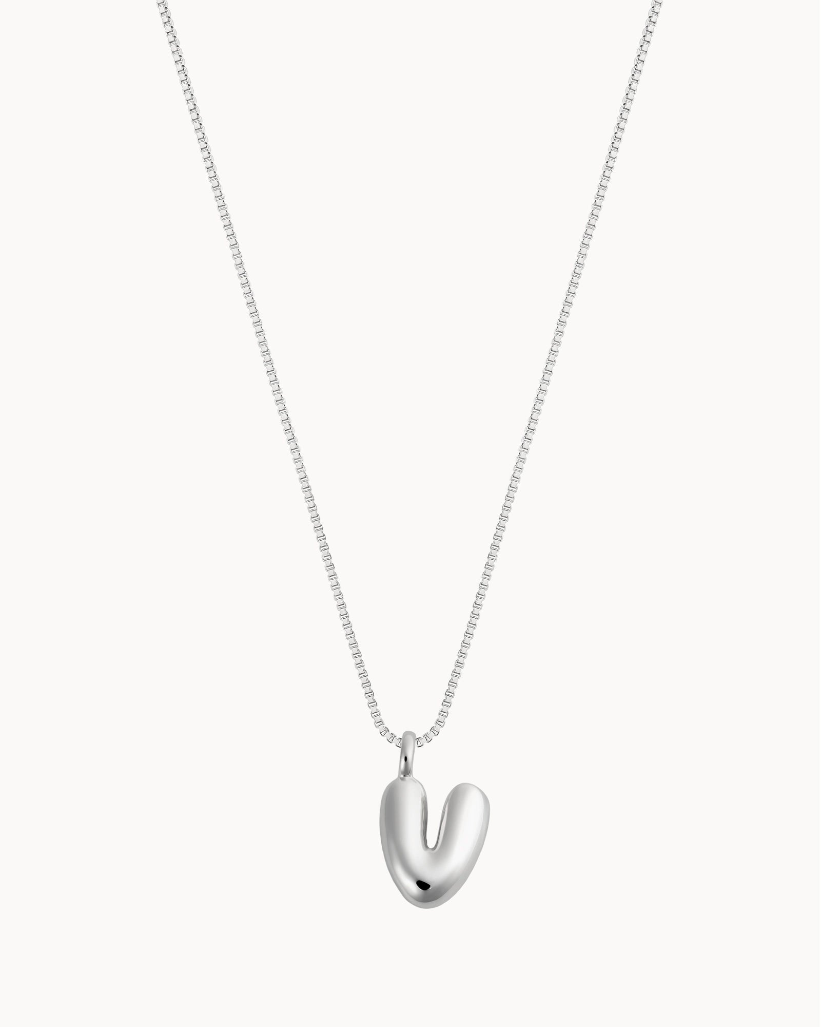 Bubble Initial 'V' Necklace in Silver
