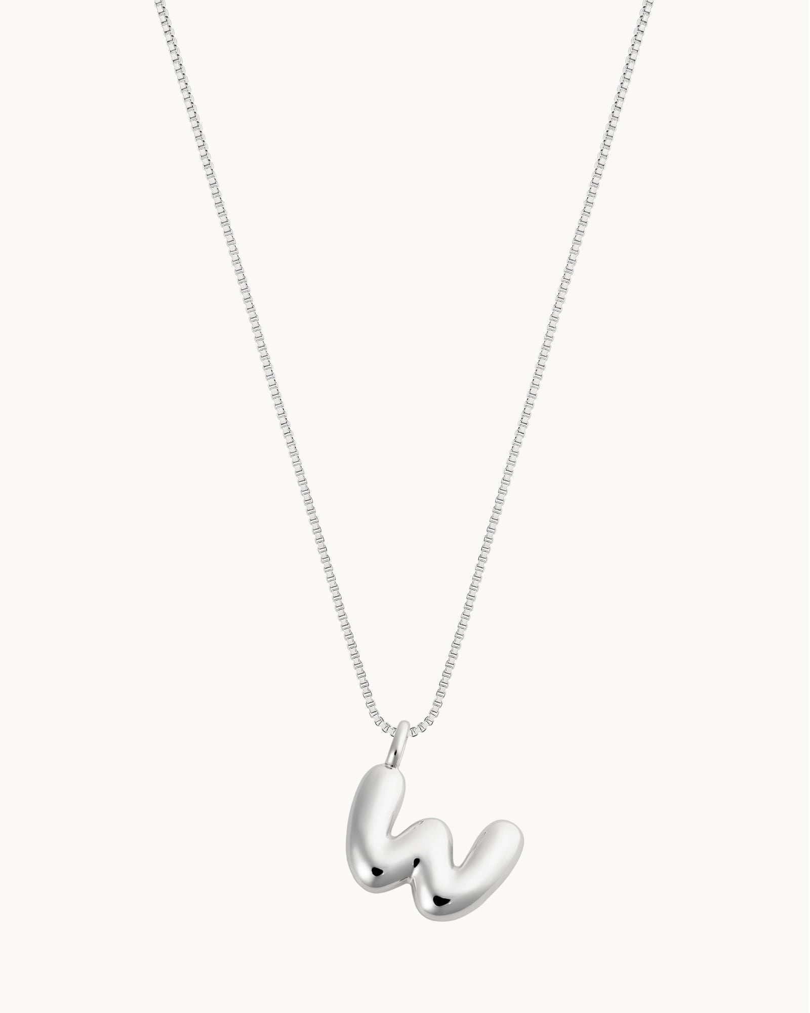 Bubble Initial 'W' Necklace in Silver