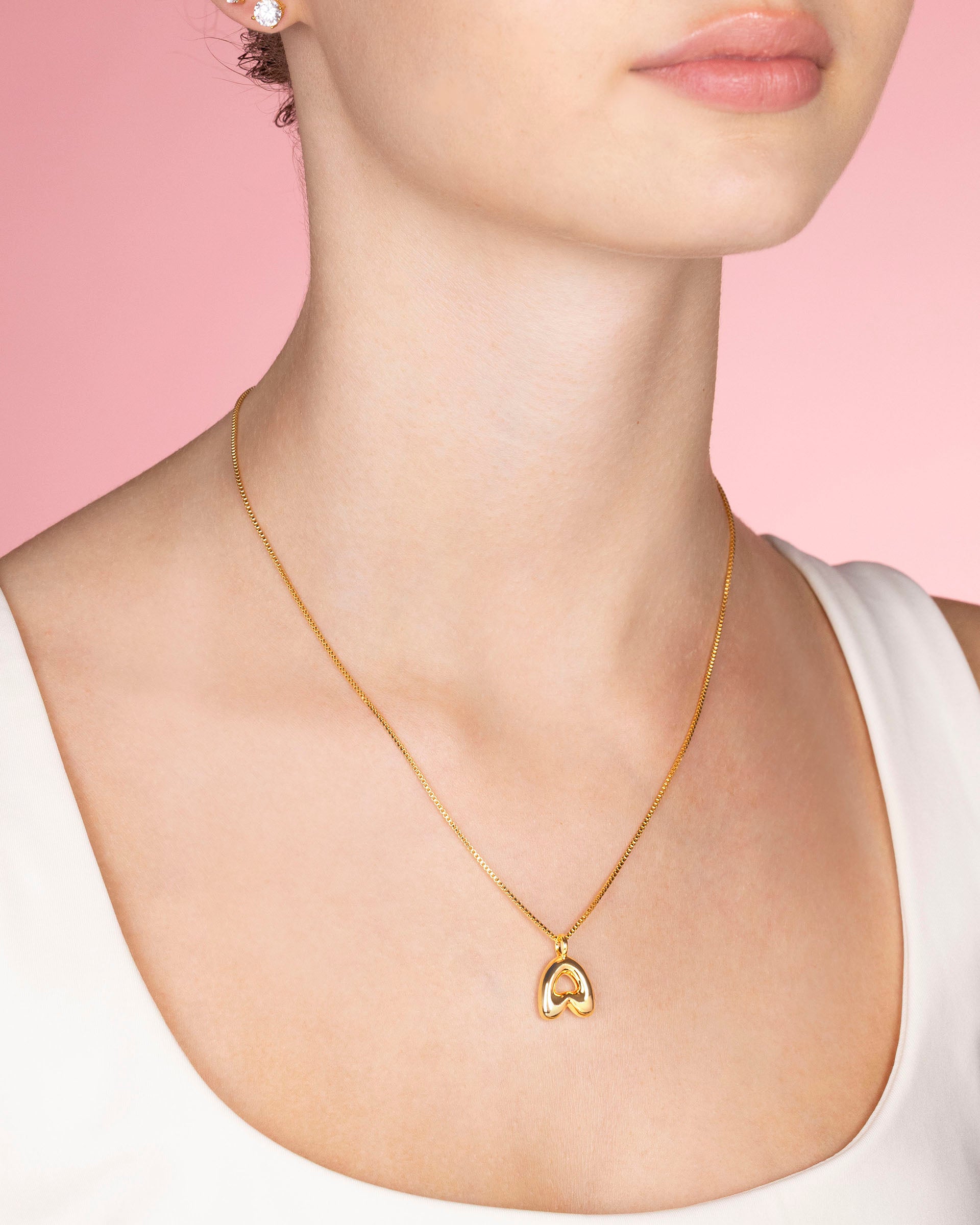Bubble Initial 'Y' Necklace in Gold