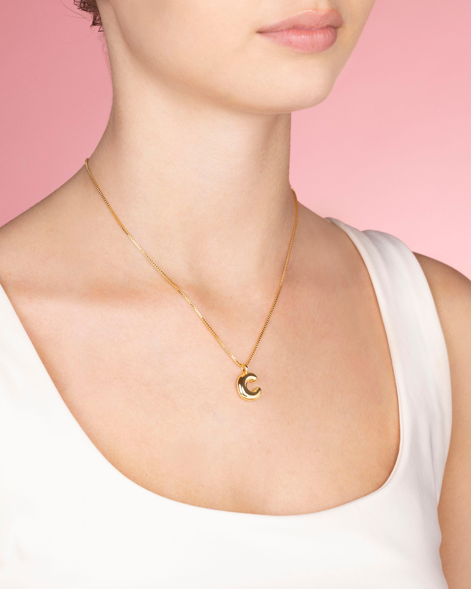 Bubble Initial 'Y' Necklace in Gold