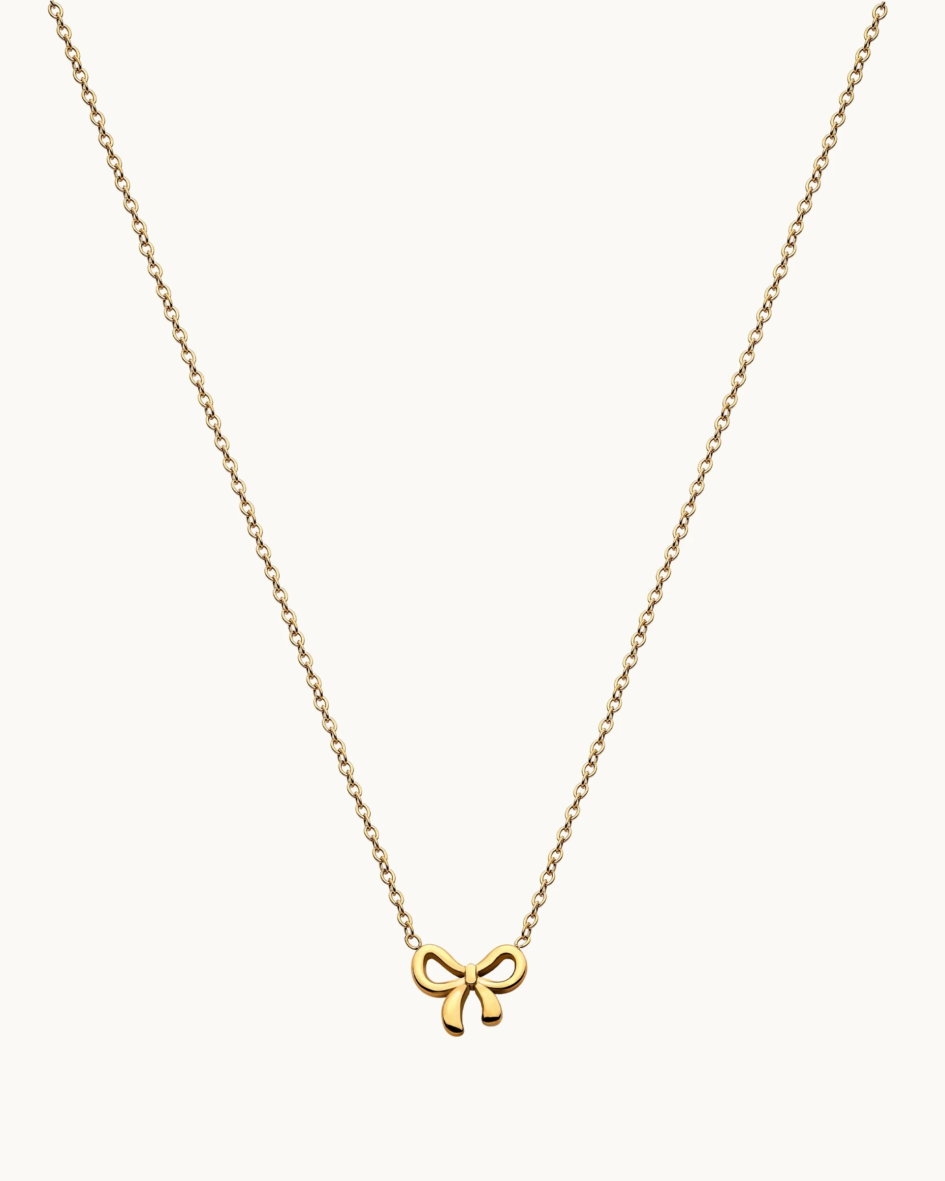 Aliana Bow Necklace in Gold