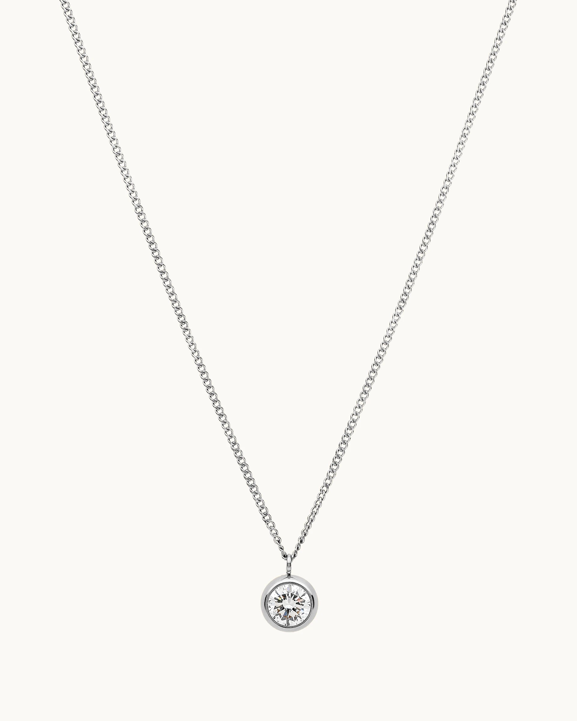 Jaylin Bezel Necklace in Silver