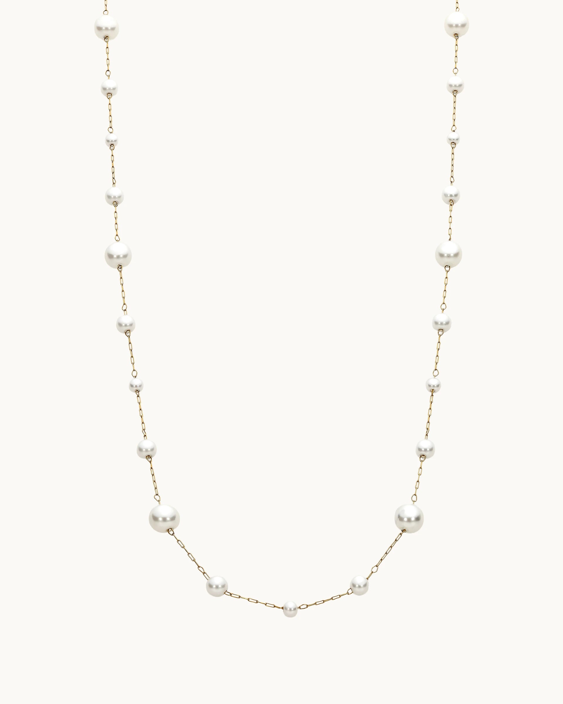 Aubree Pearl Necklace in Gold