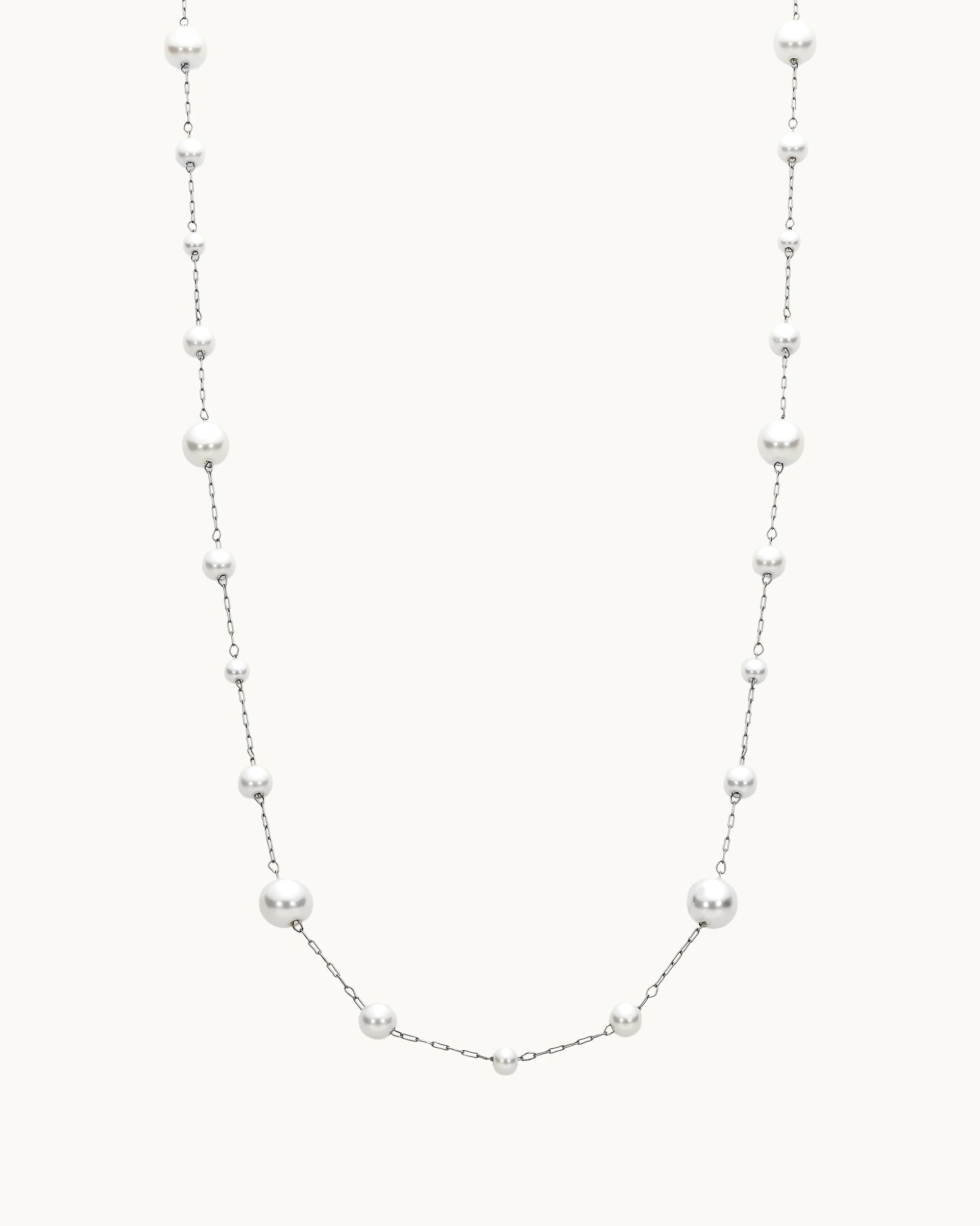 Aubree Pearl Necklace in Silver