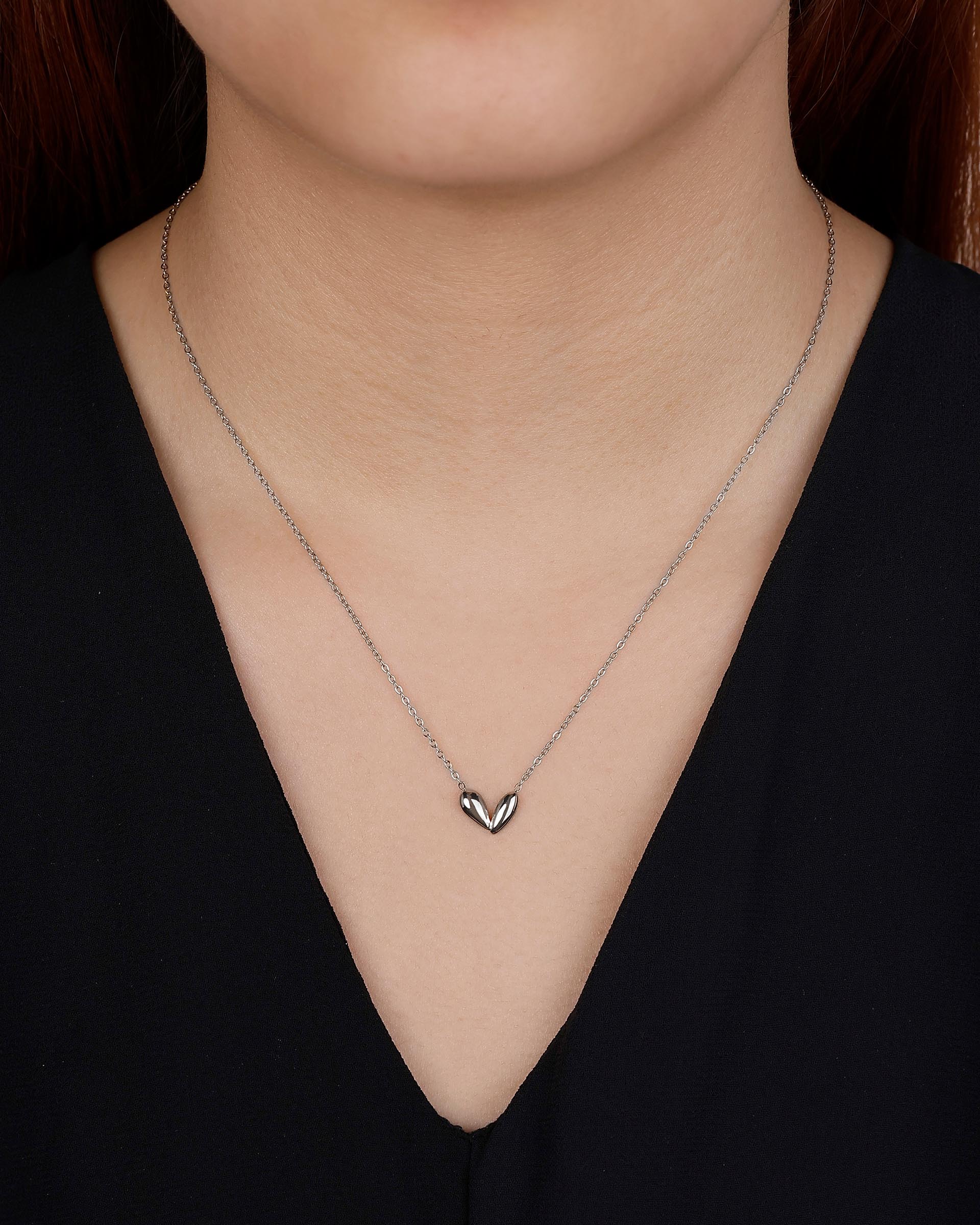 Haylie Heart Necklace in Silver
