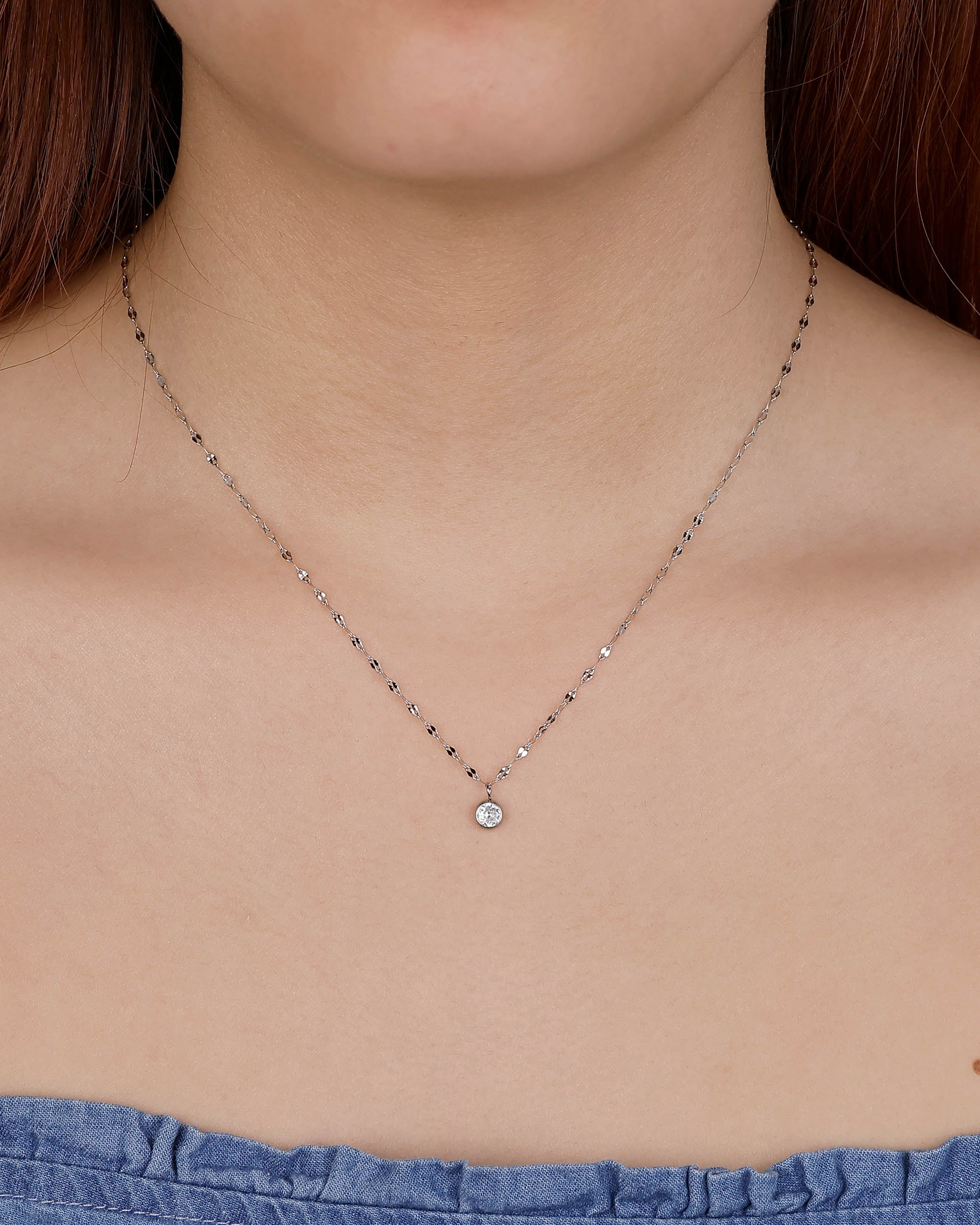 Sasha Bezel Necklace in Silver