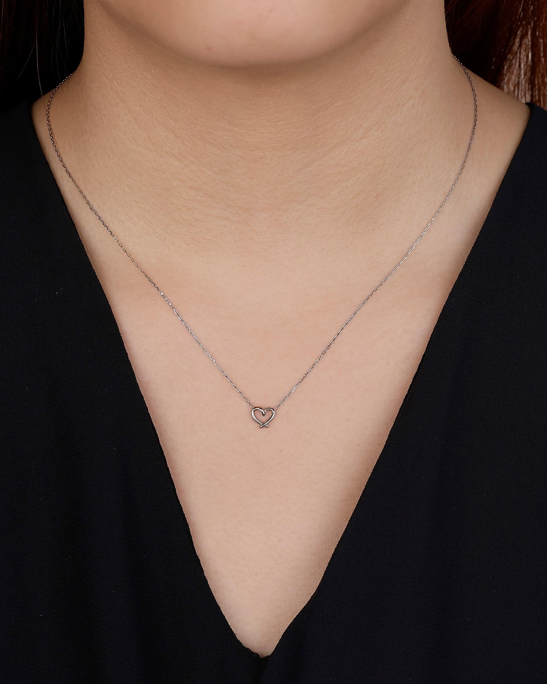 Deanna Heart Necklace in Silver
