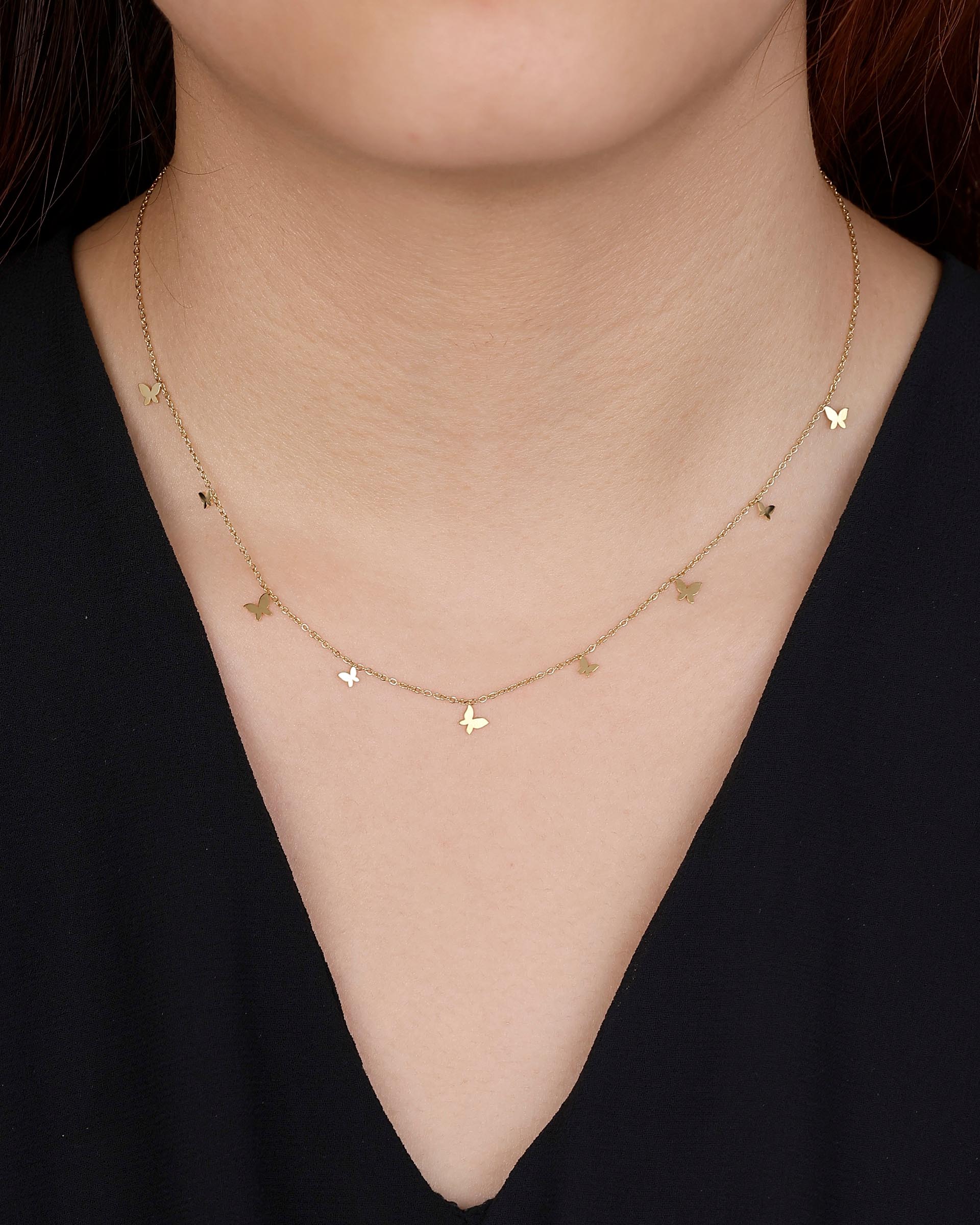 Delilah Butterfly Charm Necklace in Gold