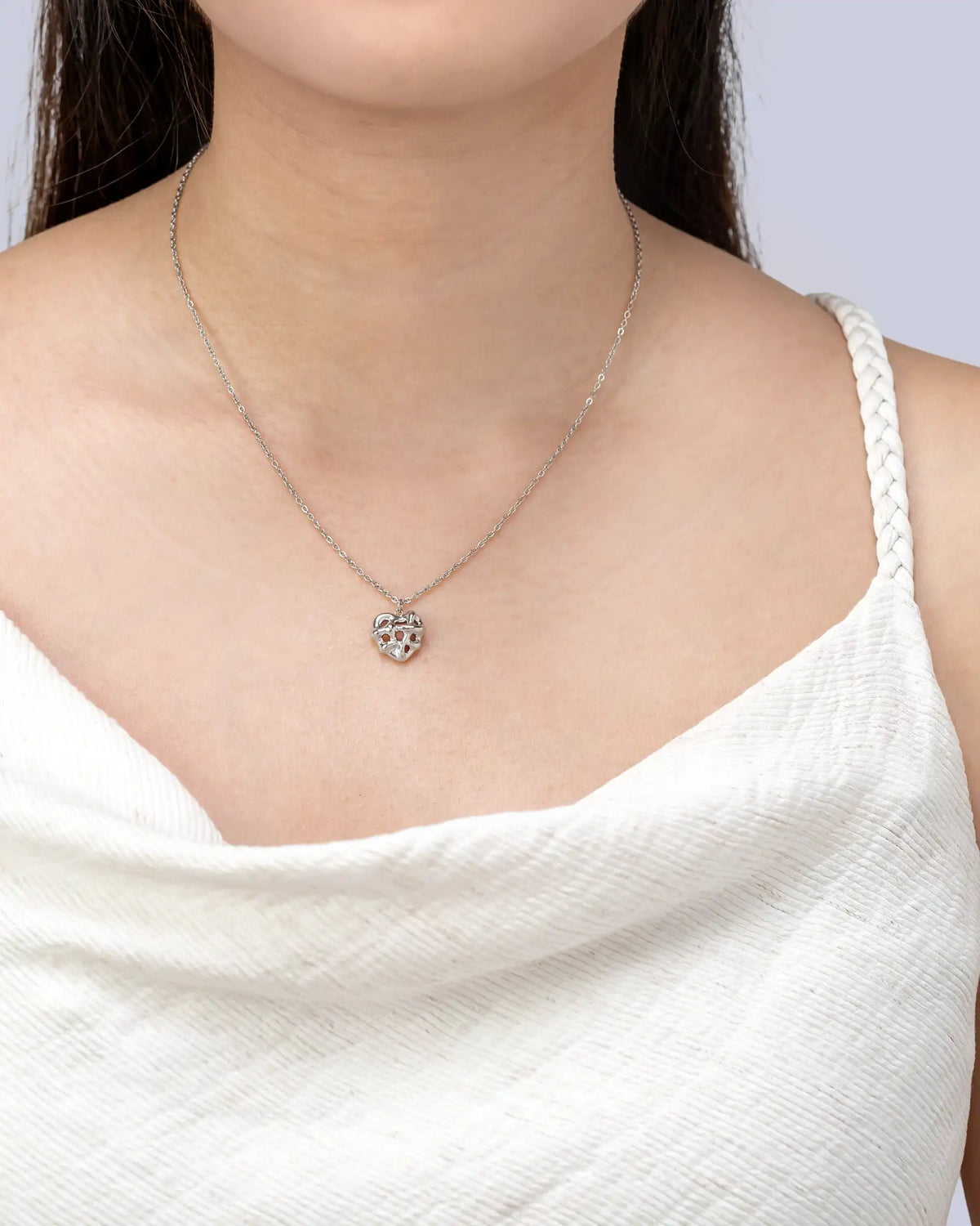Rosalynn Heart Necklace in Silver