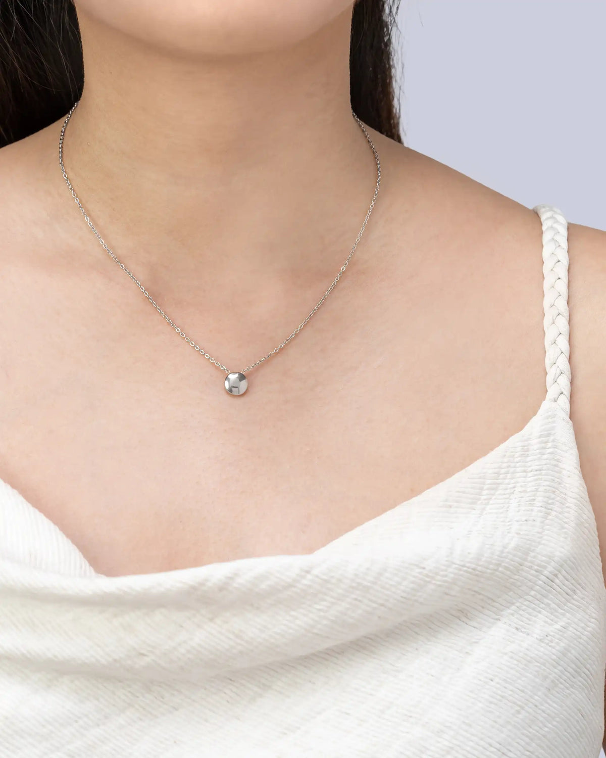 Olga Ball Pendant Necklace in Silver