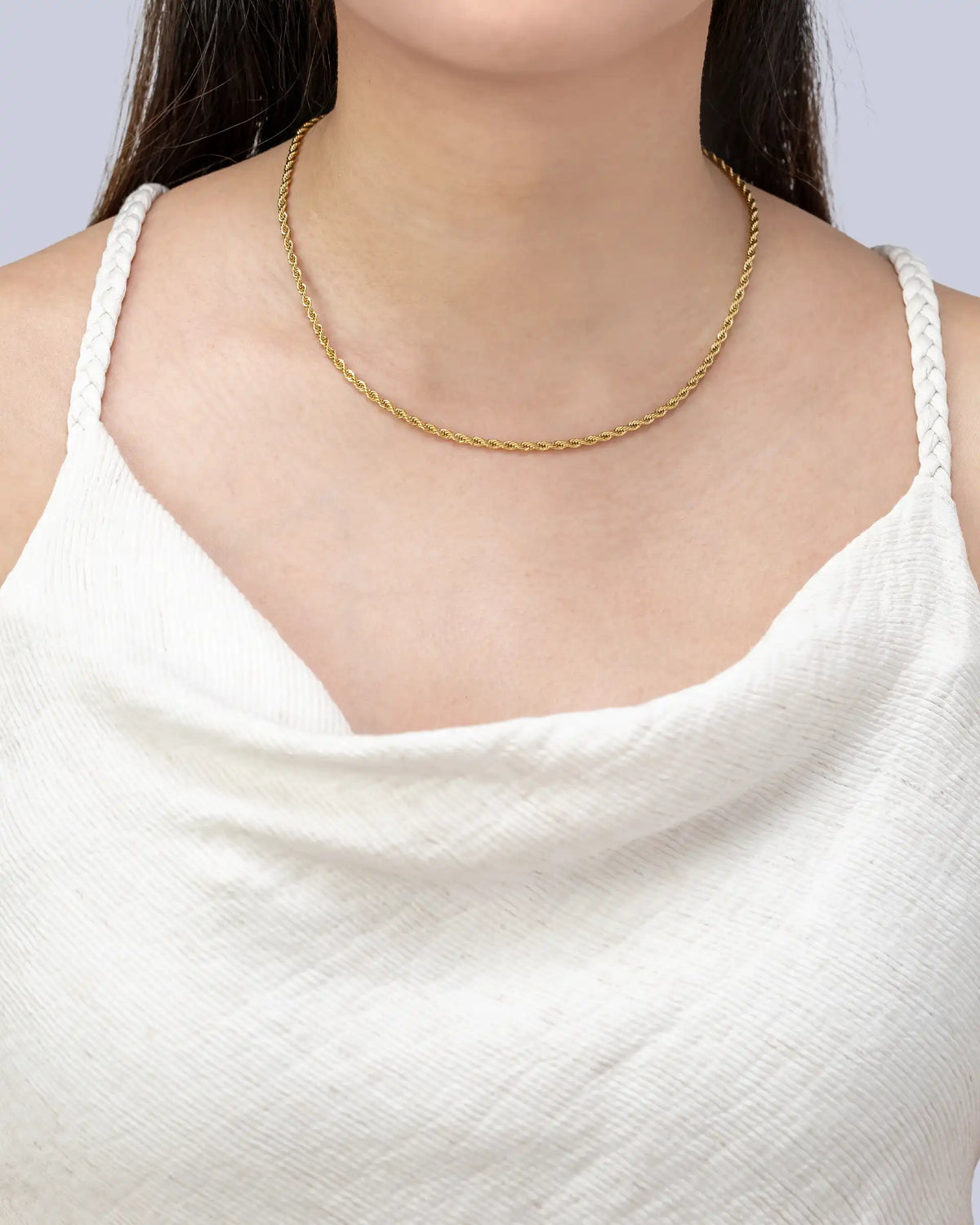 Zarielle Rope Chain Necklace in Gold