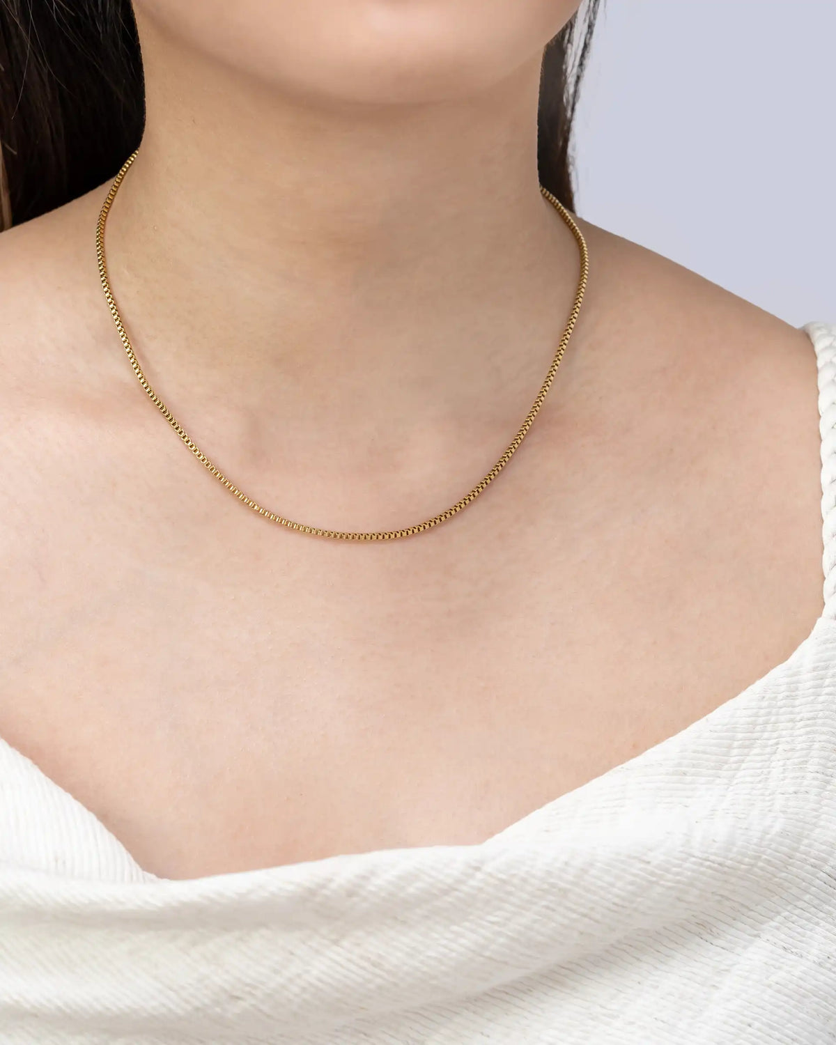 Colby Box Chain Necklace in Gold