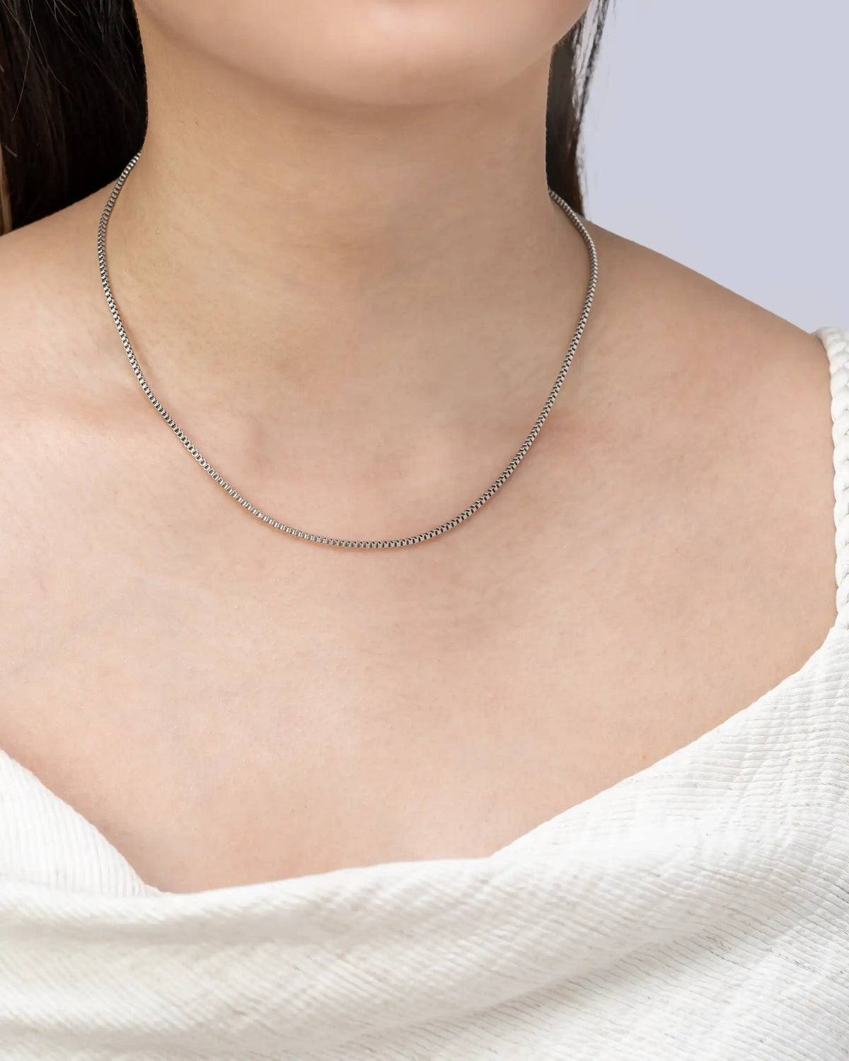 Colby Box Chain Necklace in Silver