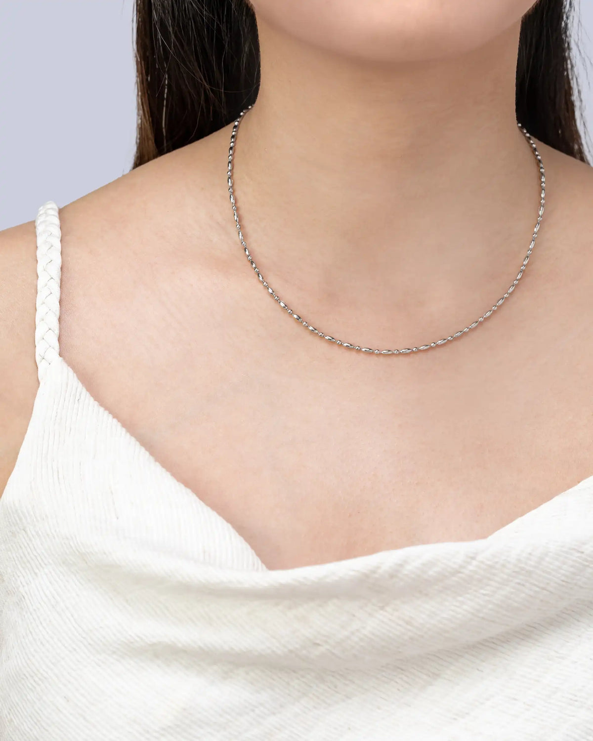 Adley Beaded Necklace in Silver