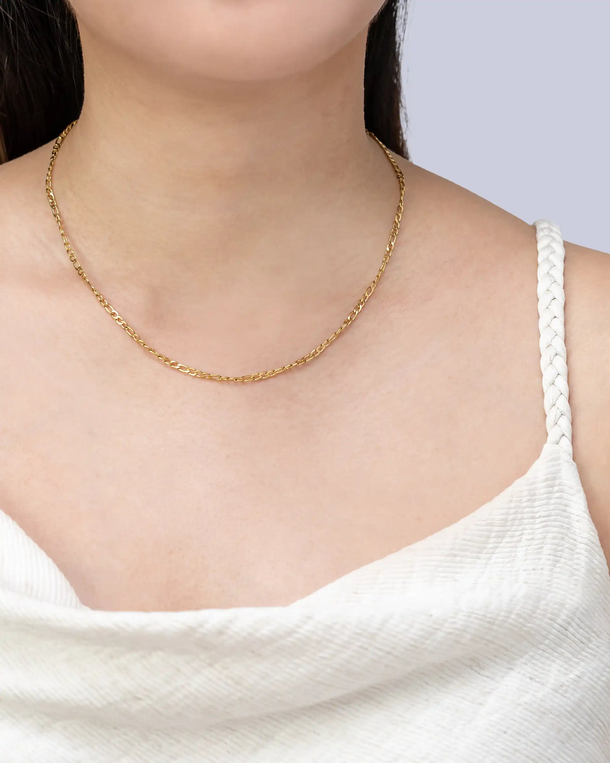 Cyril Flat Curb Chain Necklace in Gold