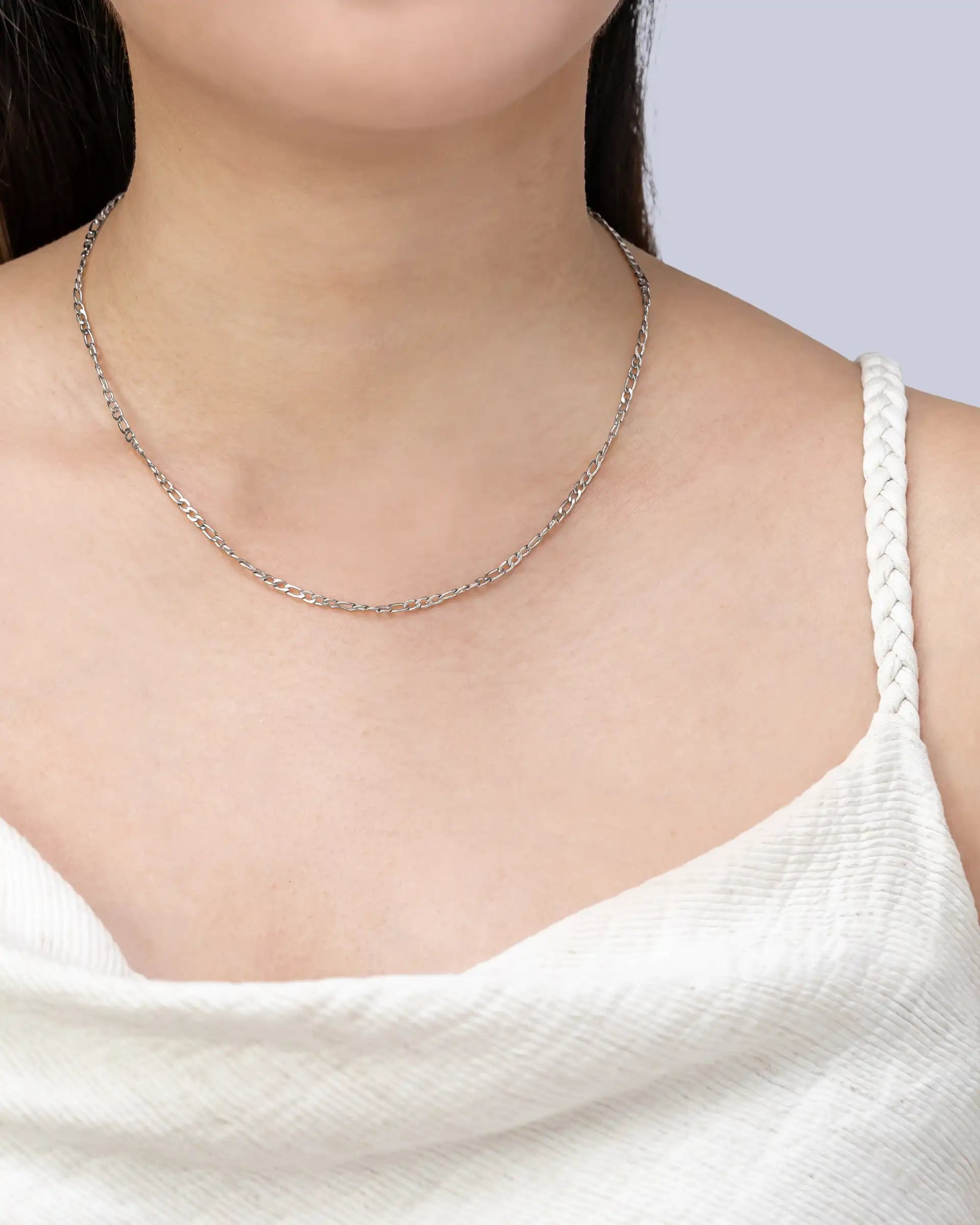 Cyril Flat Curb Chain Necklace in Silver