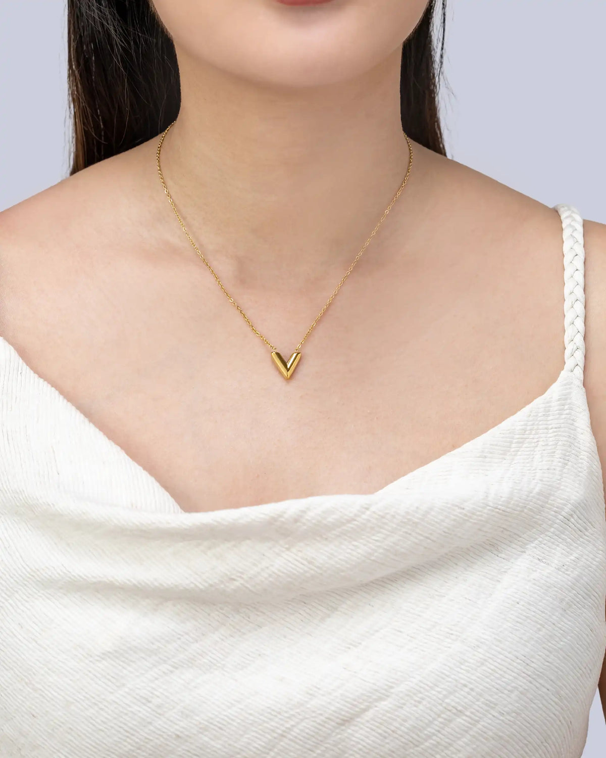 Rhonda Chevron Necklace in Gold