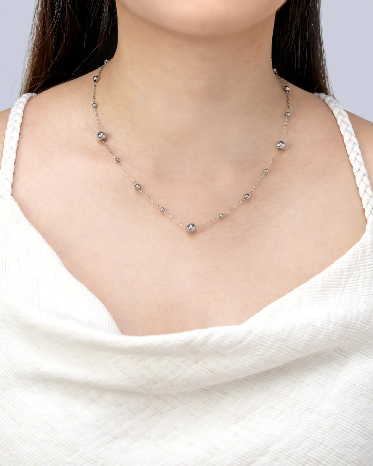 Tinley Ball Station Necklace in Silver