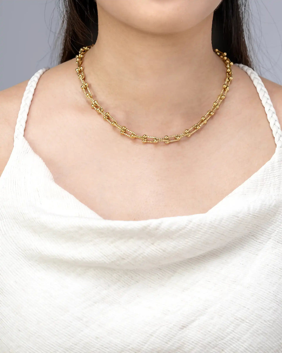 Orion Ball-End Link Chain Necklace in Gold