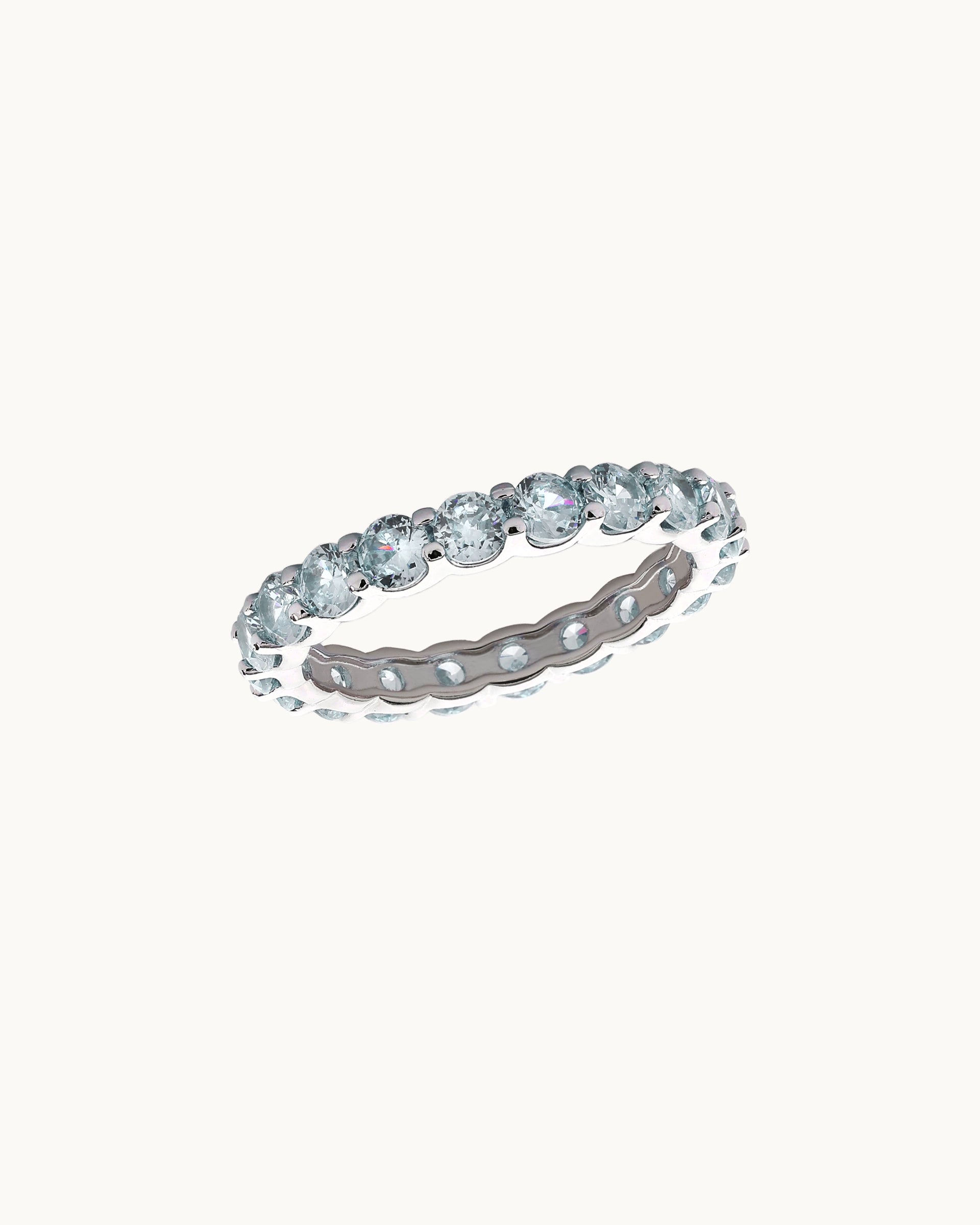 Grace Eternity Ring in Silver - Aquamarine