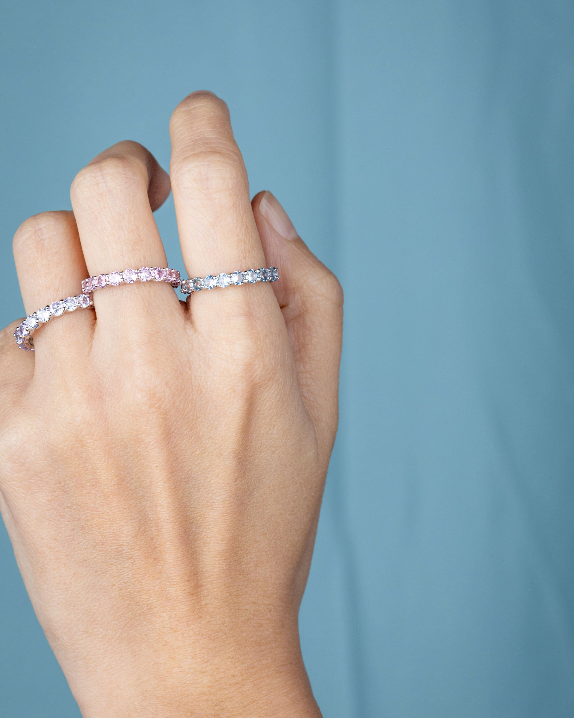 Grace Eternity Ring in Silver - Aquamarine