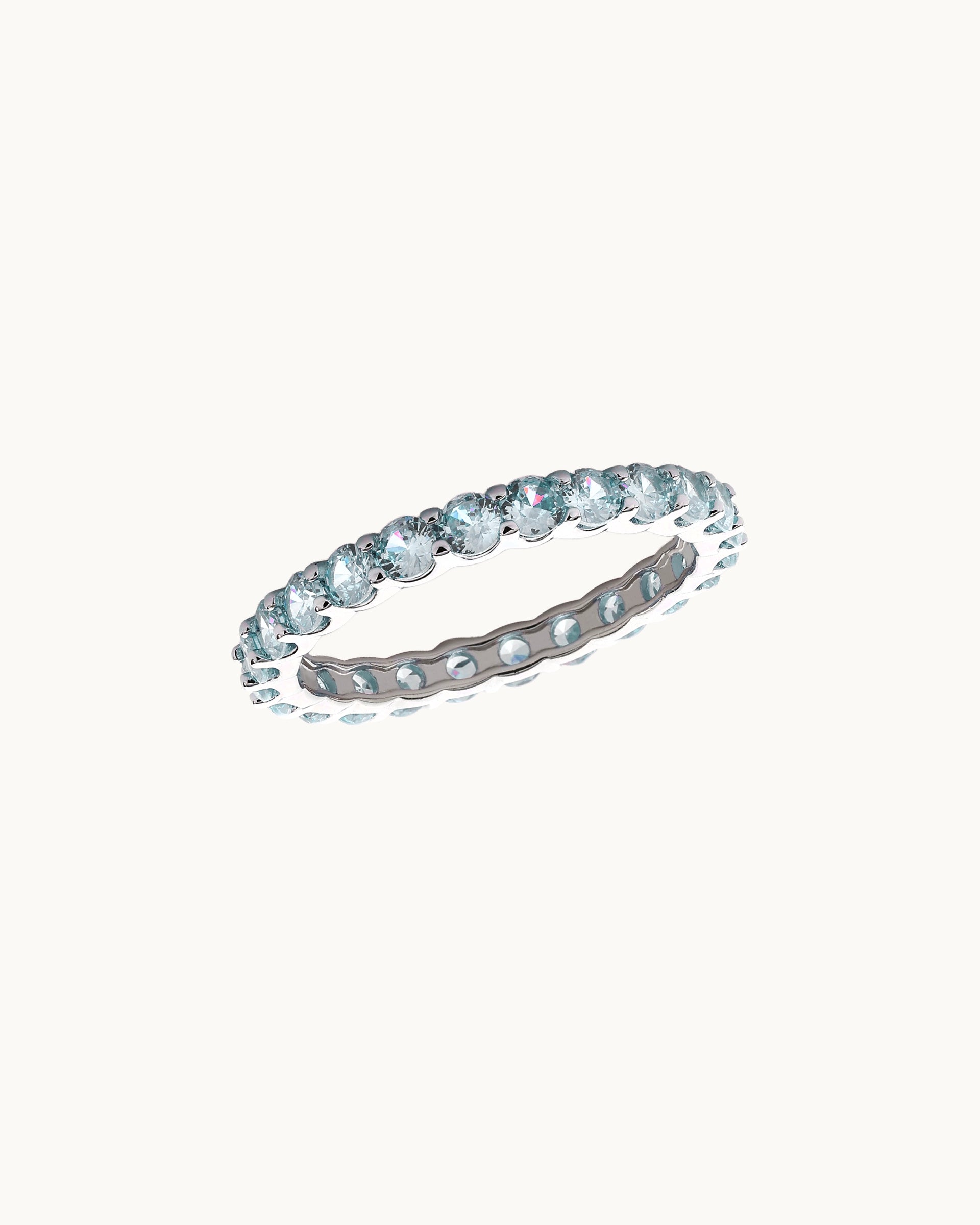 Celestine Eternity Ring in Silver - Aquamarine
