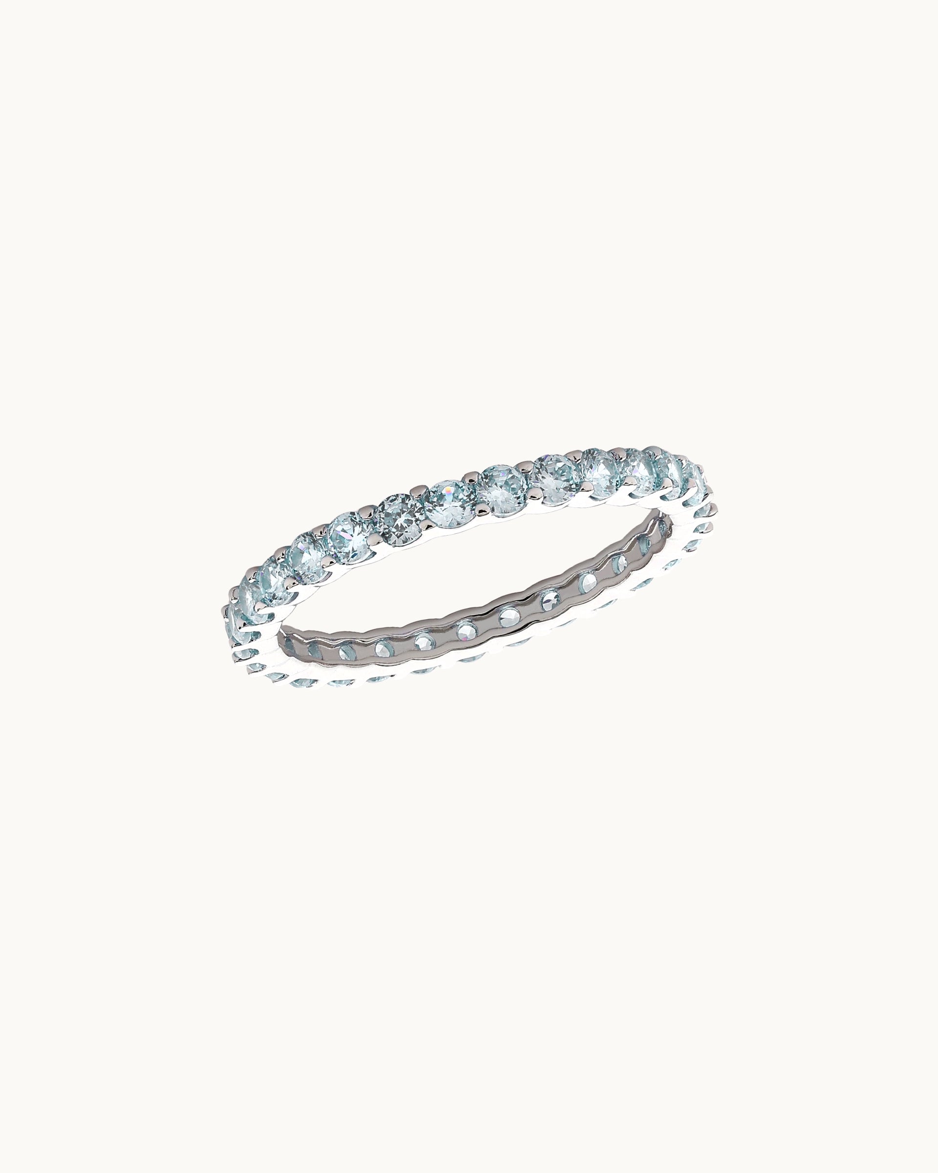 Moxie Eternity Ring in Silver - Aquamarine