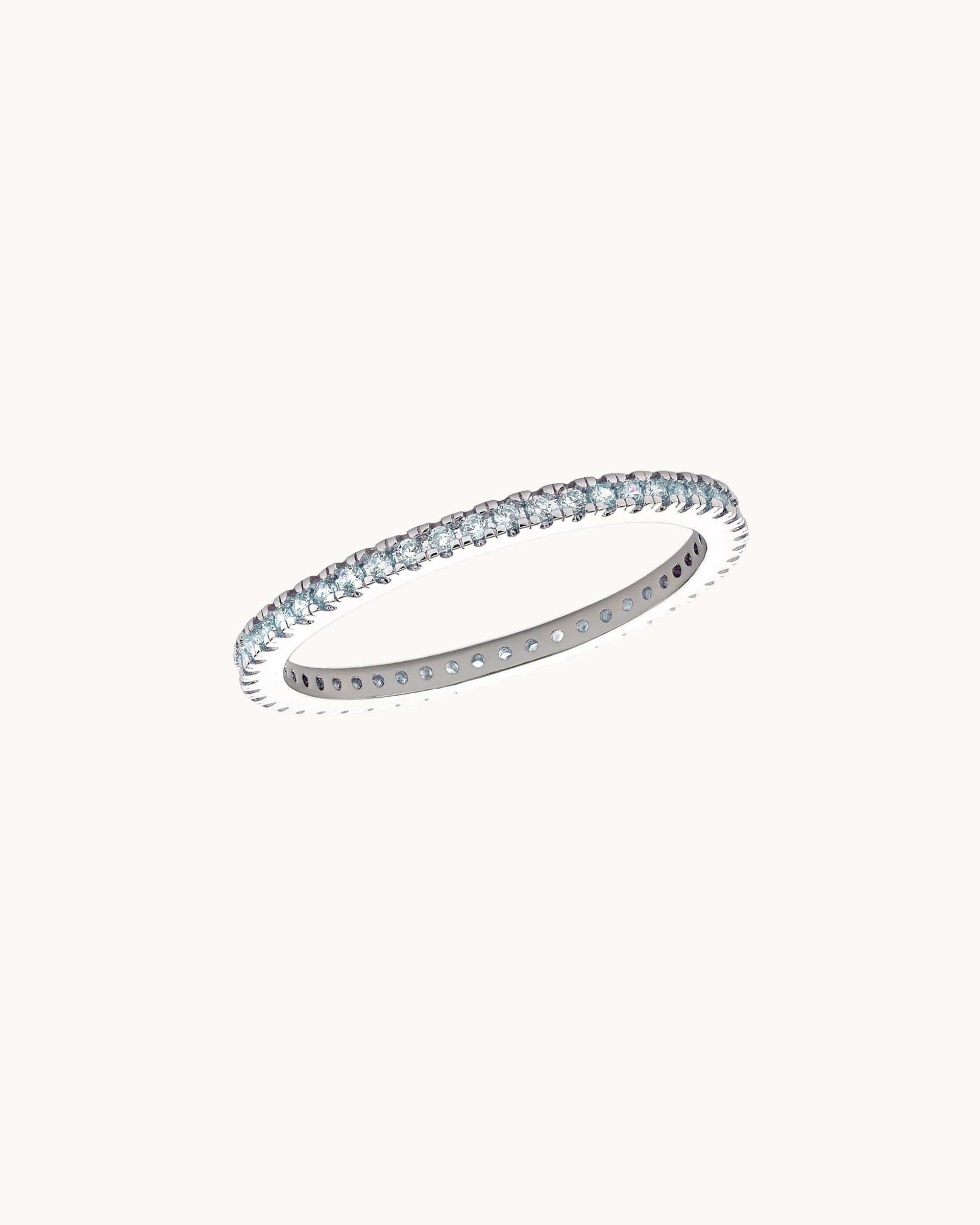 Rica Eternity Ring in Silver - Aquamarine