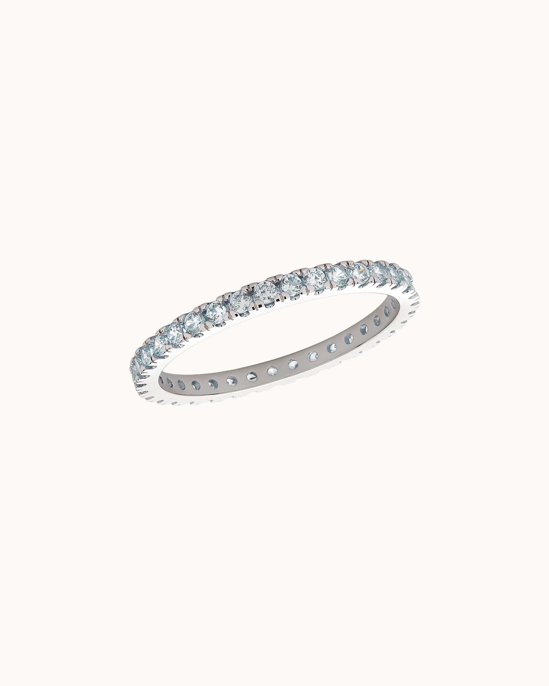 Stacey Eternity Ring in Silver - Aquamarine