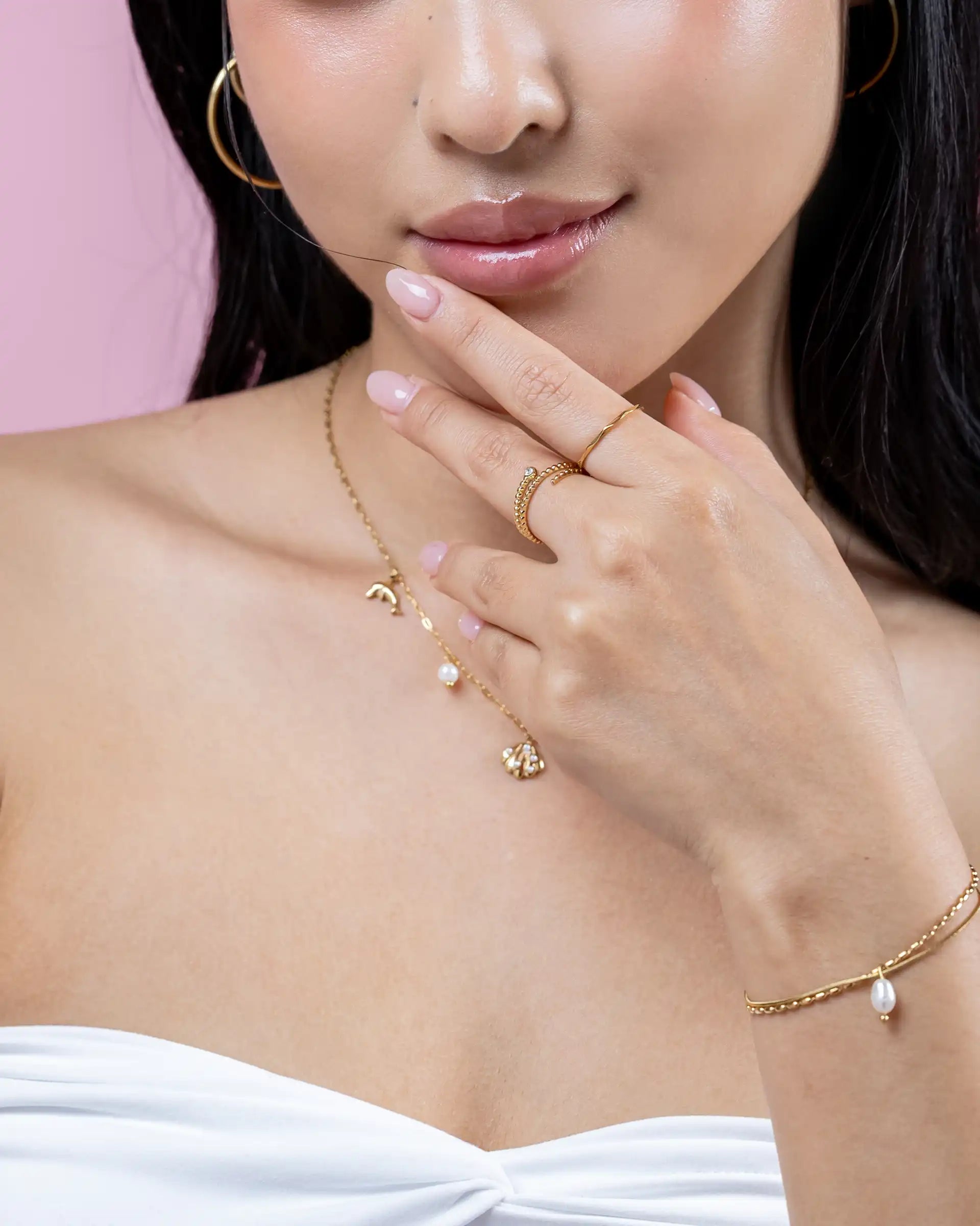 Sherri Bezel Open Ring in Gold