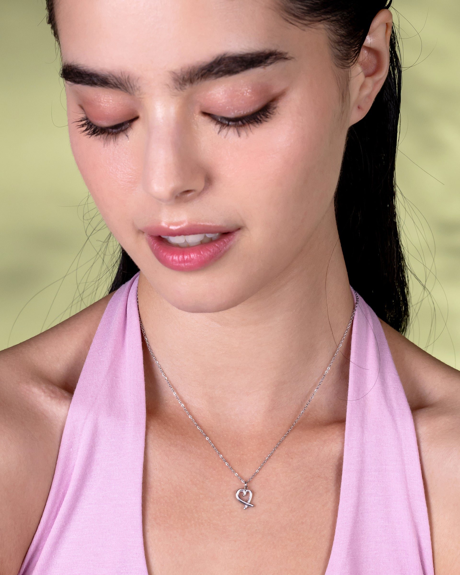 Cristina Heart Necklace in Silver