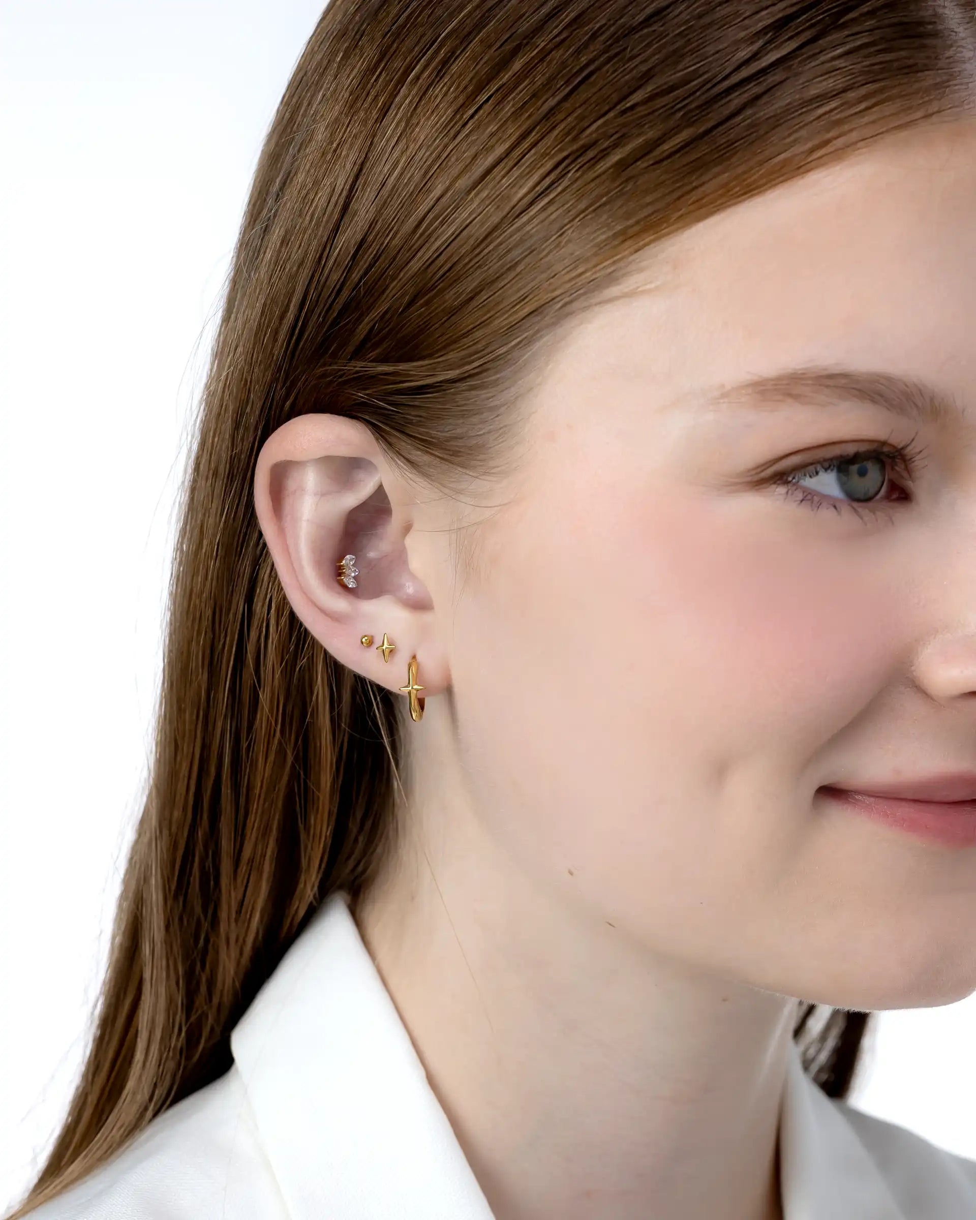 Lorna Star Labret Flatback Earrings in Gold